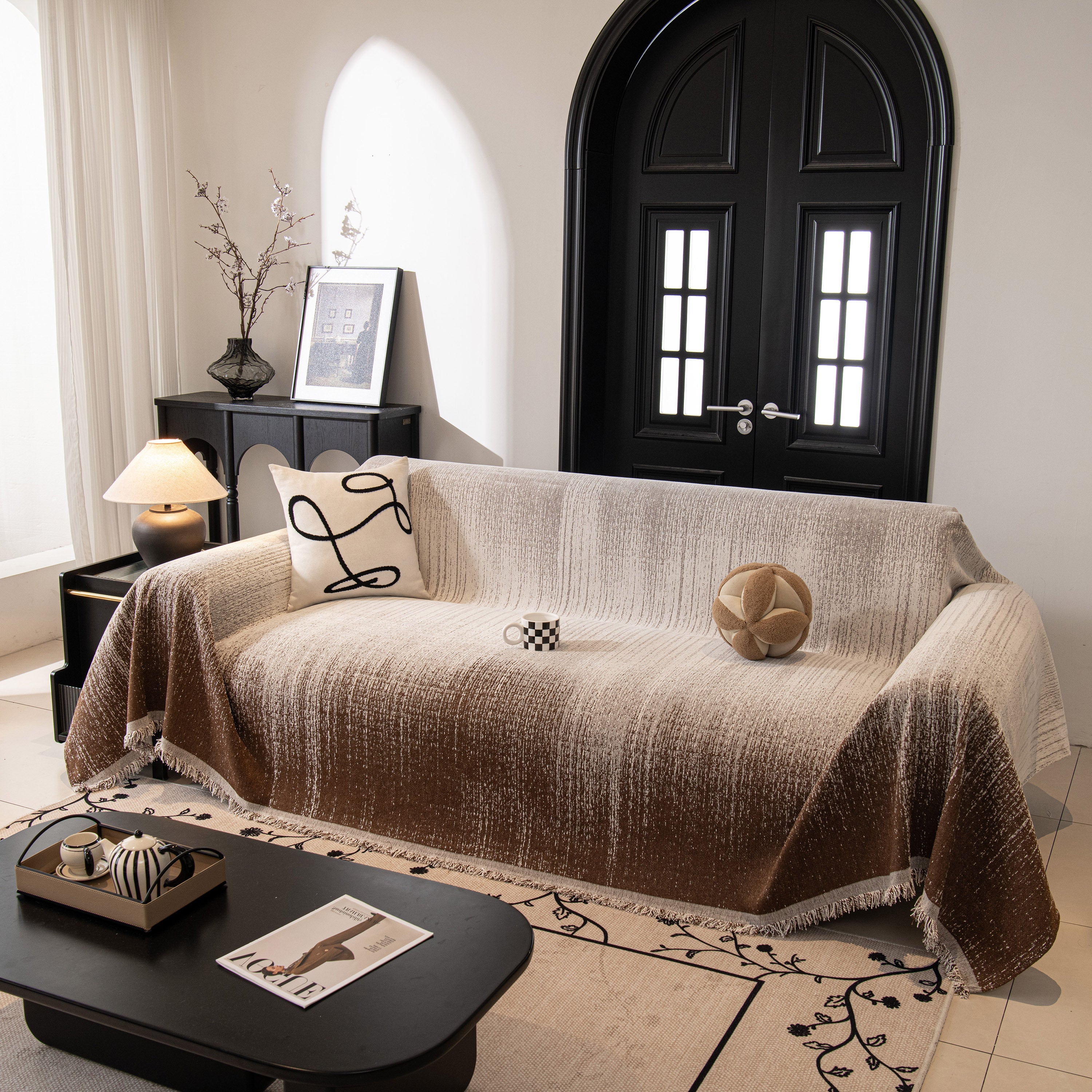 Modern Textured Sofa Cover Blanket, Tightly Woven Pet Sofa Throw For Sectional Couches