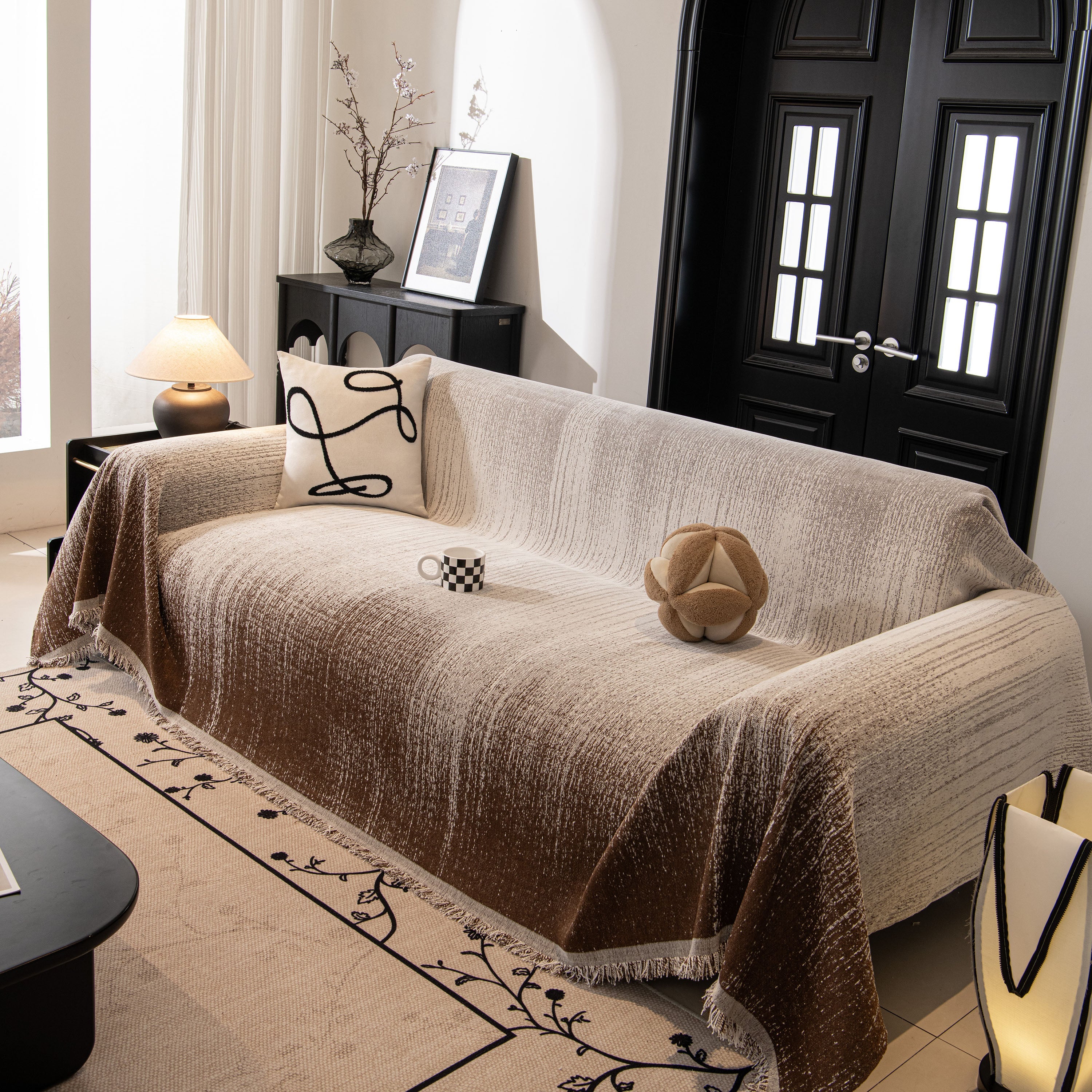 Modern Textured Sofa Cover Blanket, Tightly Woven Pet Sofa Throw For Sectional Couches