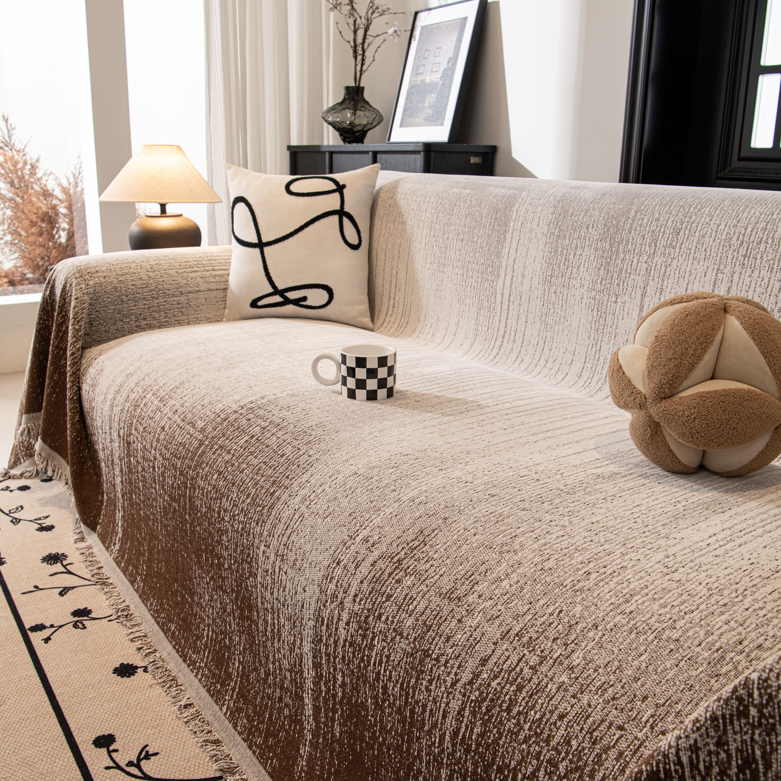 Modern Textured Sofa Cover Blanket, Tightly Woven Pet Sofa Throw For Sectional Couches