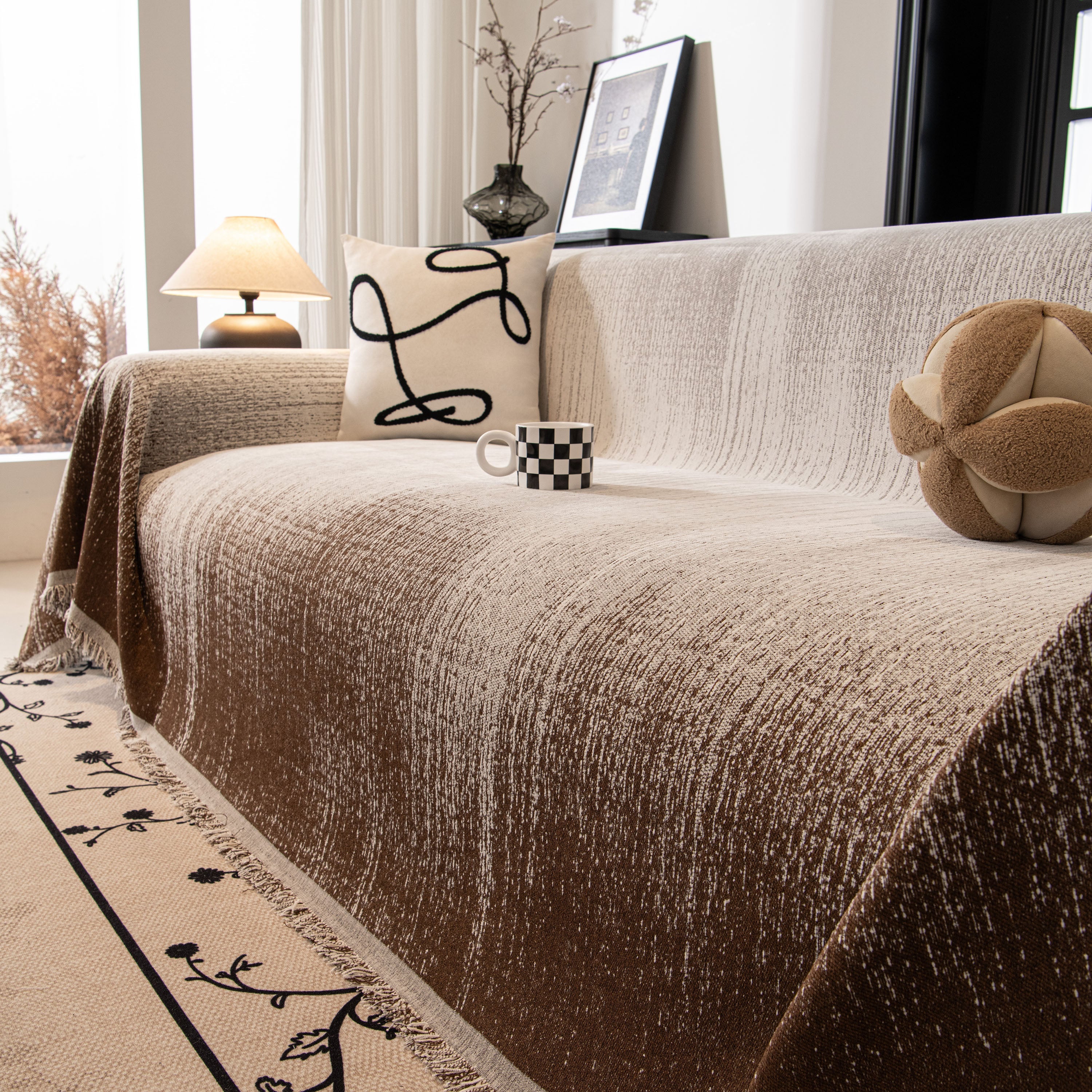 Modern Textured Sofa Cover Blanket, Tightly Woven Pet Sofa Throw For Sectional Couches