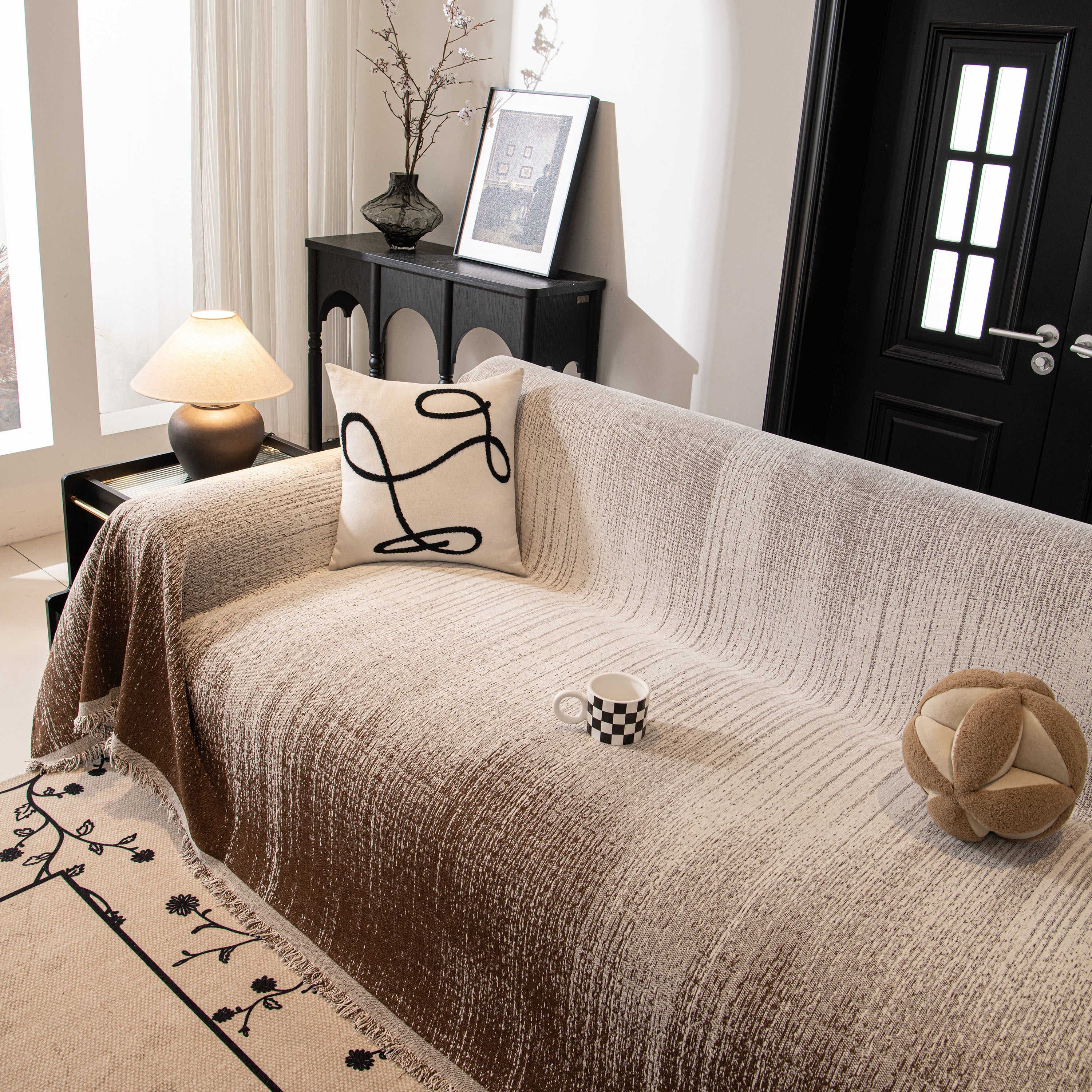 Modern Textured Sofa Cover Blanket, Tightly Woven Pet Sofa Throw For Sectional Couches