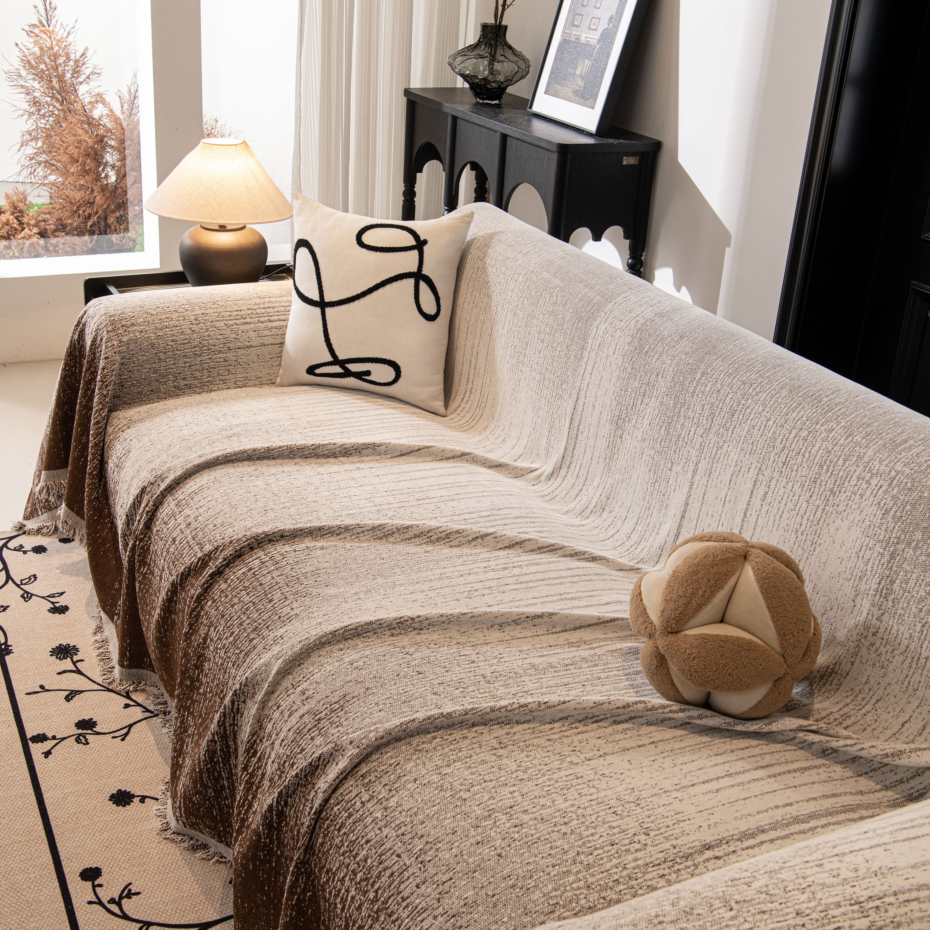 Modern Textured Sofa Cover Blanket, Tightly Woven Pet Sofa Throw For Sectional Couches