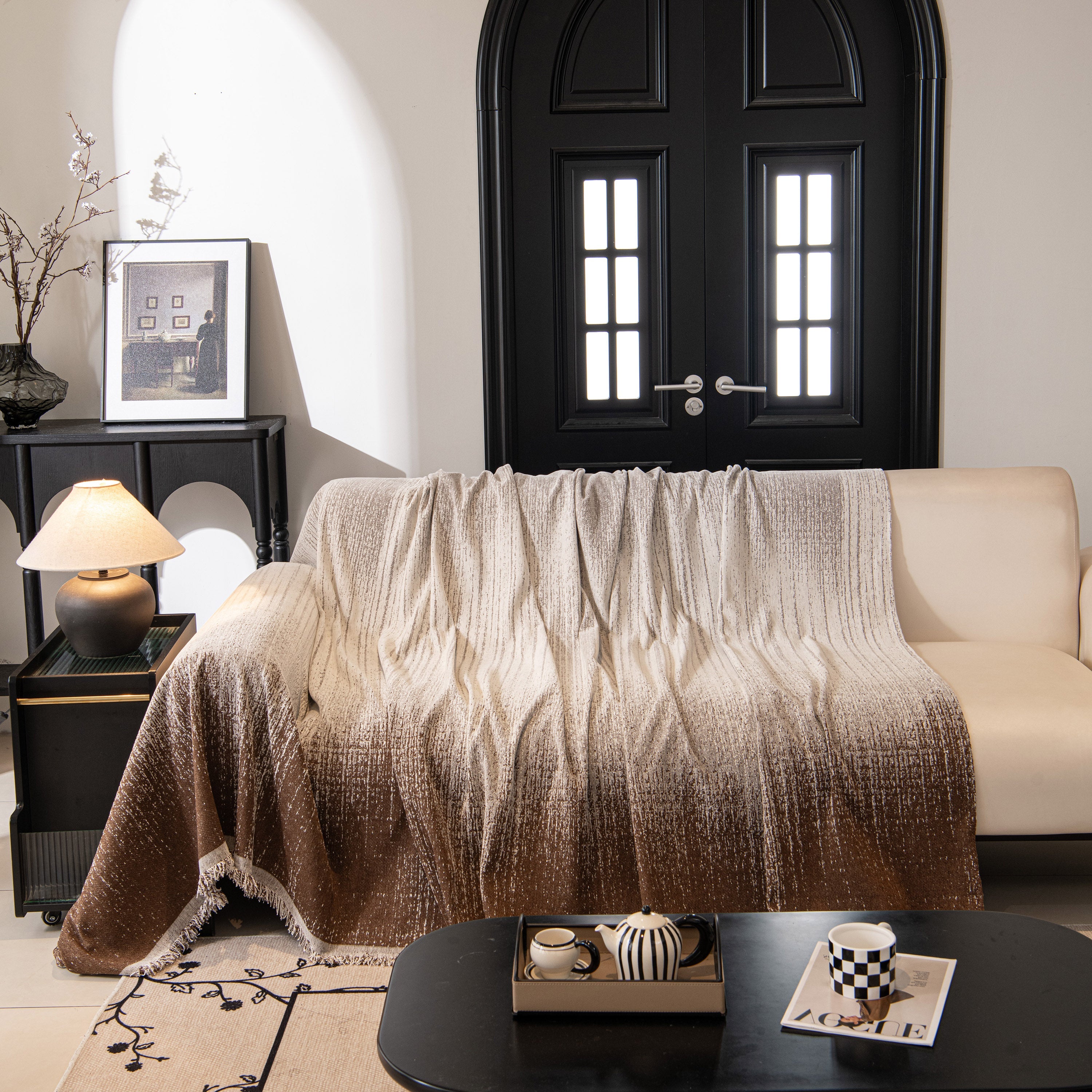 Modern Textured Sofa Cover Blanket, Tightly Woven Pet Sofa Throw For Sectional Couches