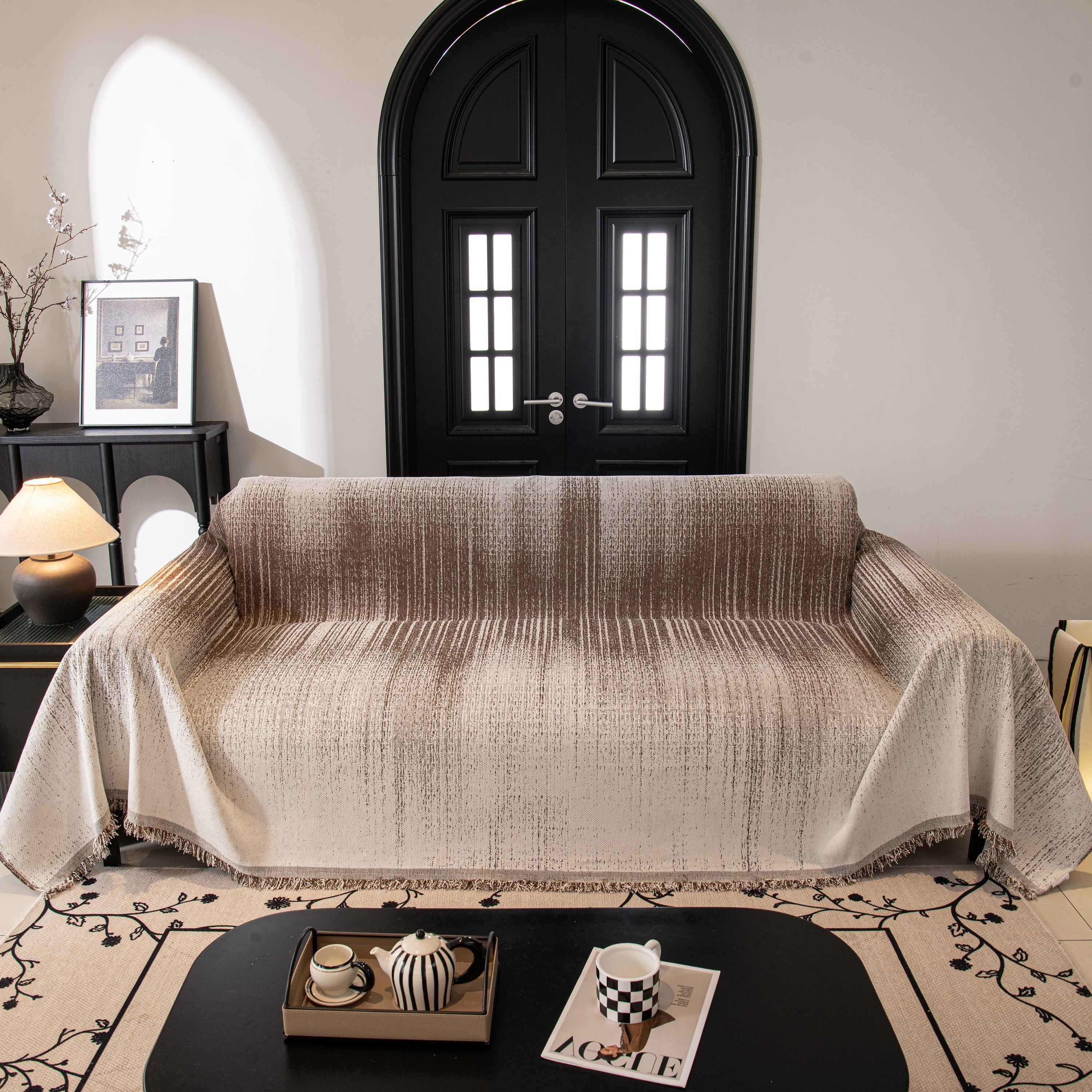 Modern Textured Sofa Cover Blanket, Tightly Woven Pet Sofa Throw For Sectional Couches
