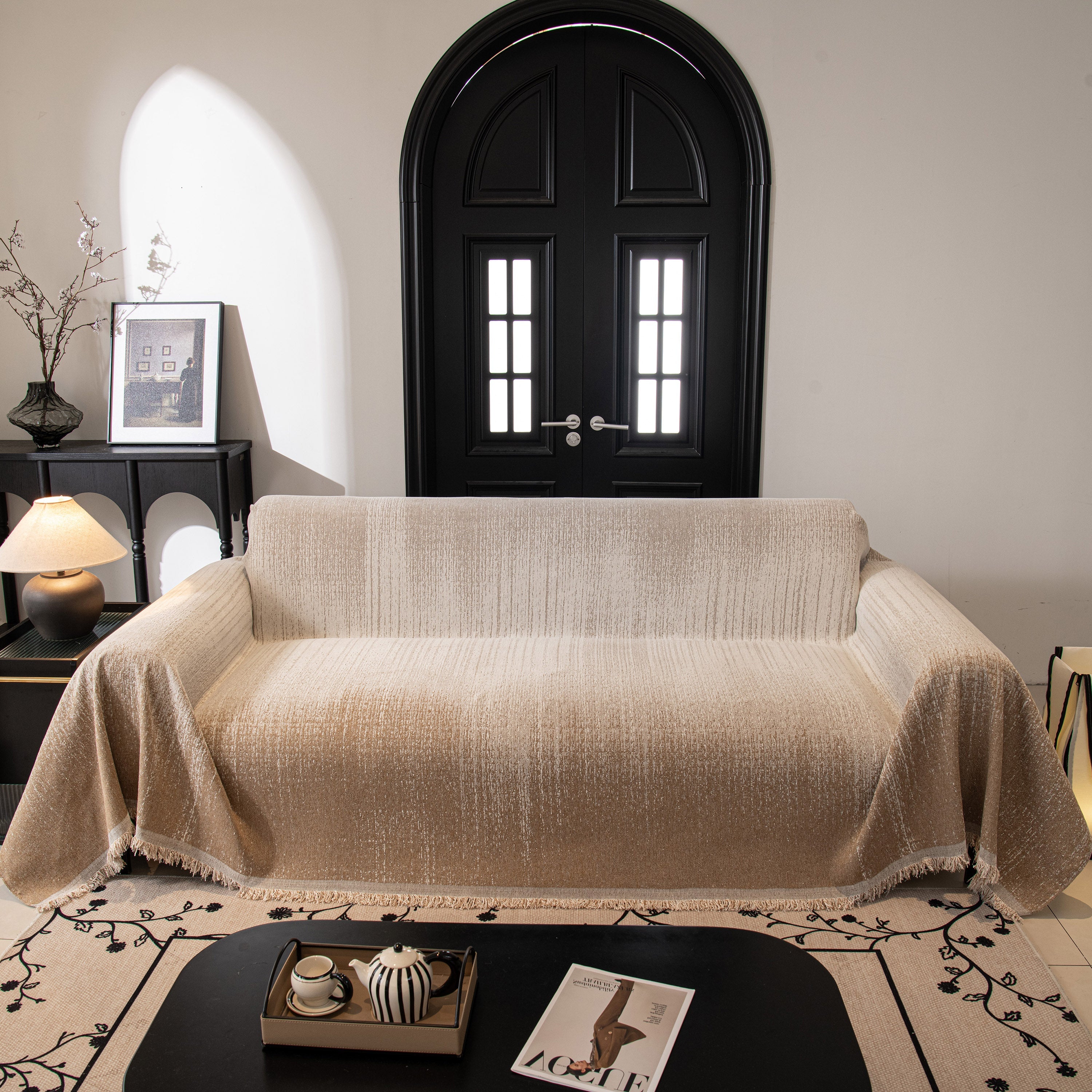 Modern Textured Sofa Cover Blanket, Tightly Woven Pet Sofa Throw For Sectional Couches