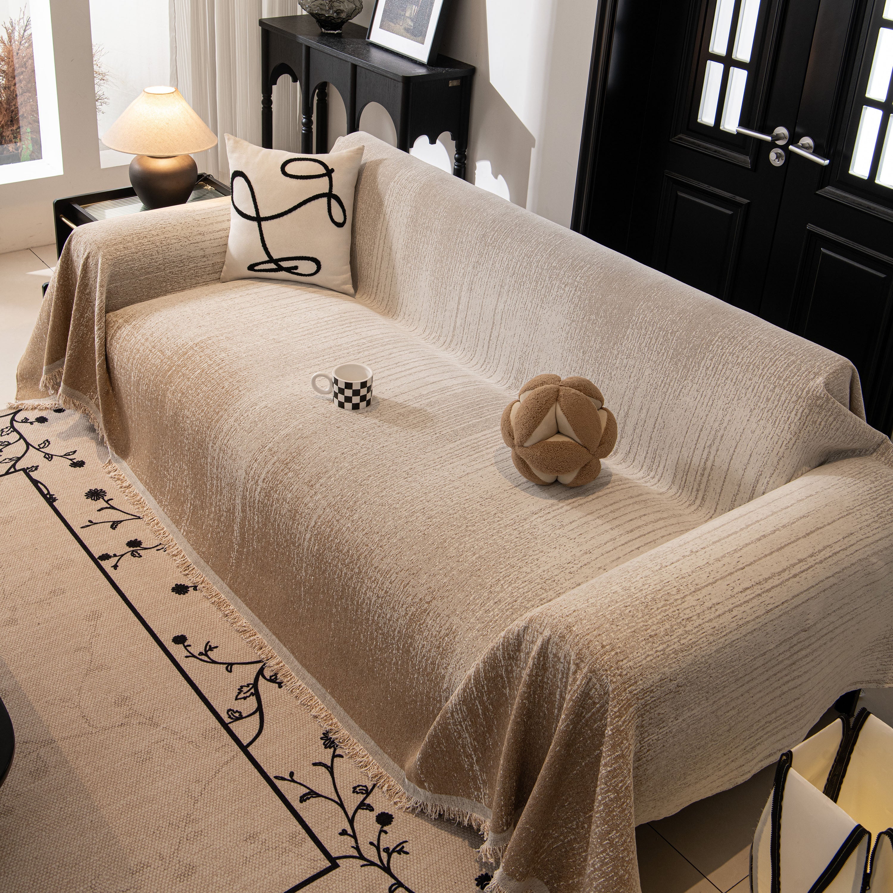 Modern Textured Sofa Cover Blanket, Tightly Woven Pet Sofa Throw For Sectional Couches