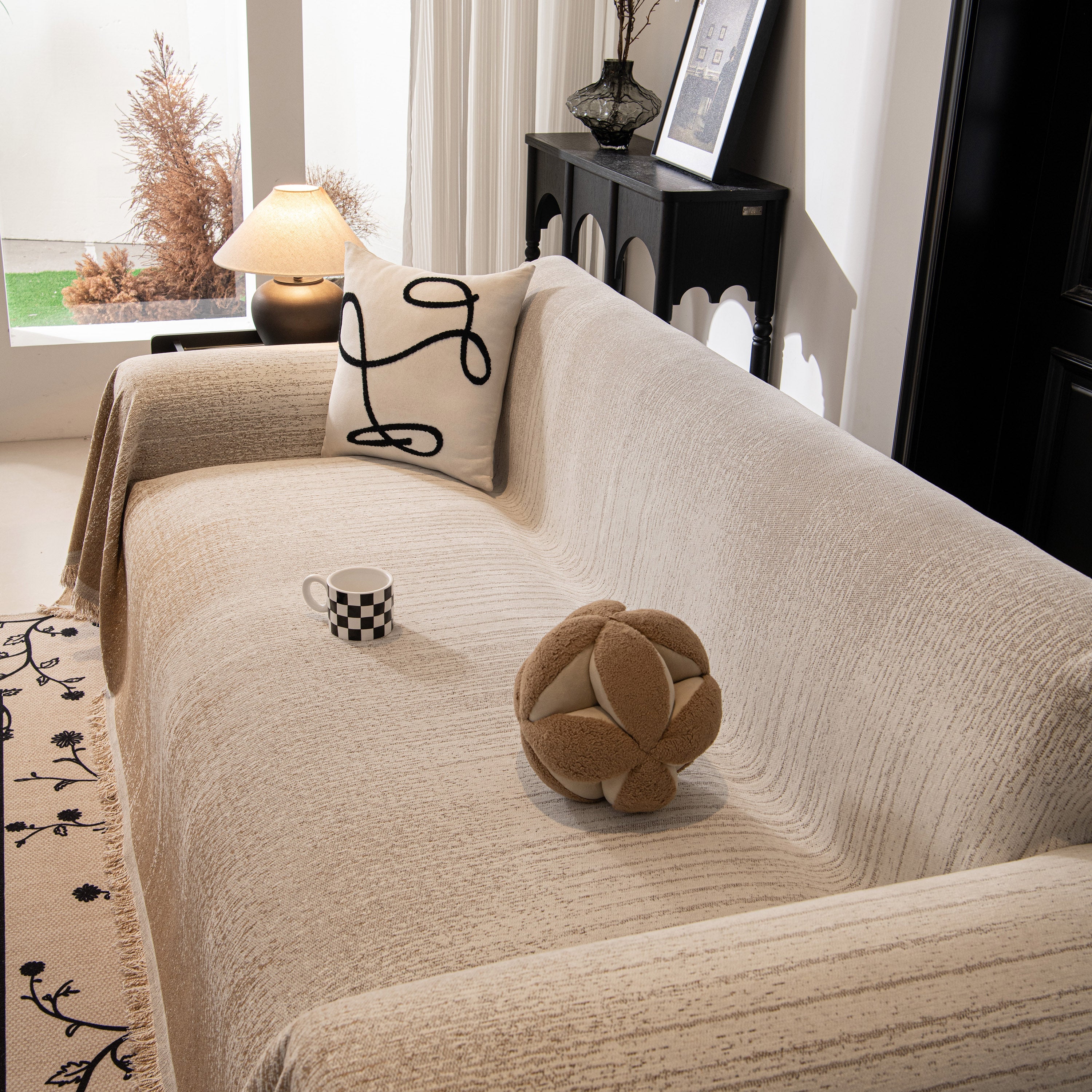 Modern Textured Sofa Cover Blanket, Tightly Woven Pet Sofa Throw For Sectional Couches
