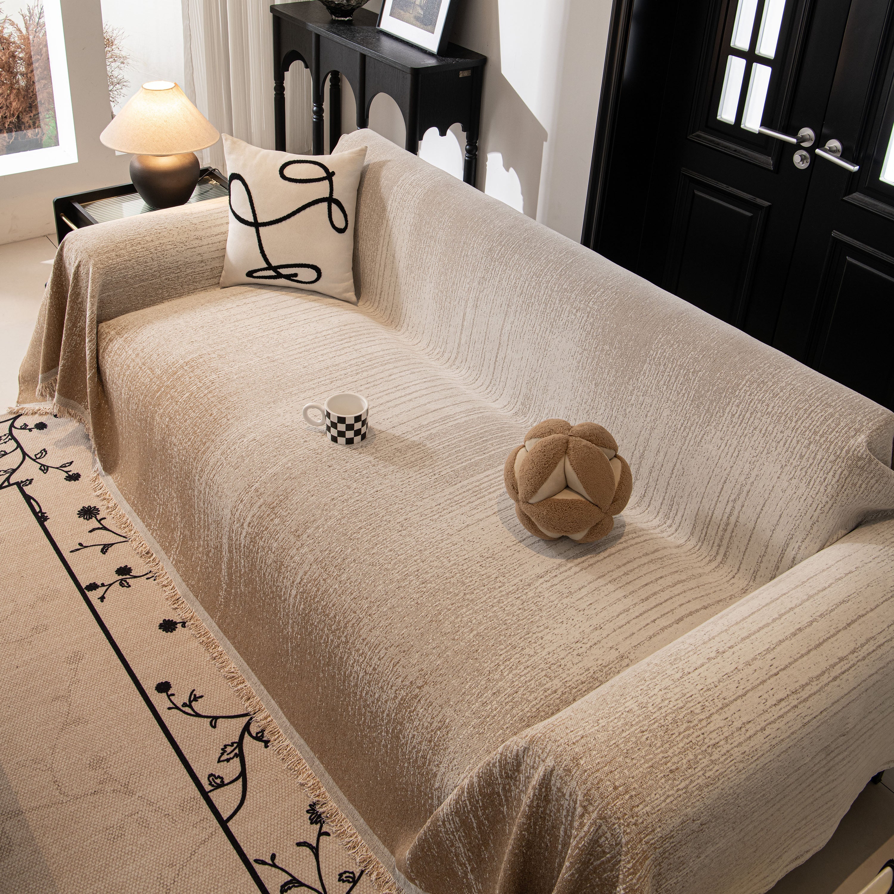 Modern Textured Sofa Cover Blanket, Tightly Woven Pet Sofa Throw For Sectional Couches