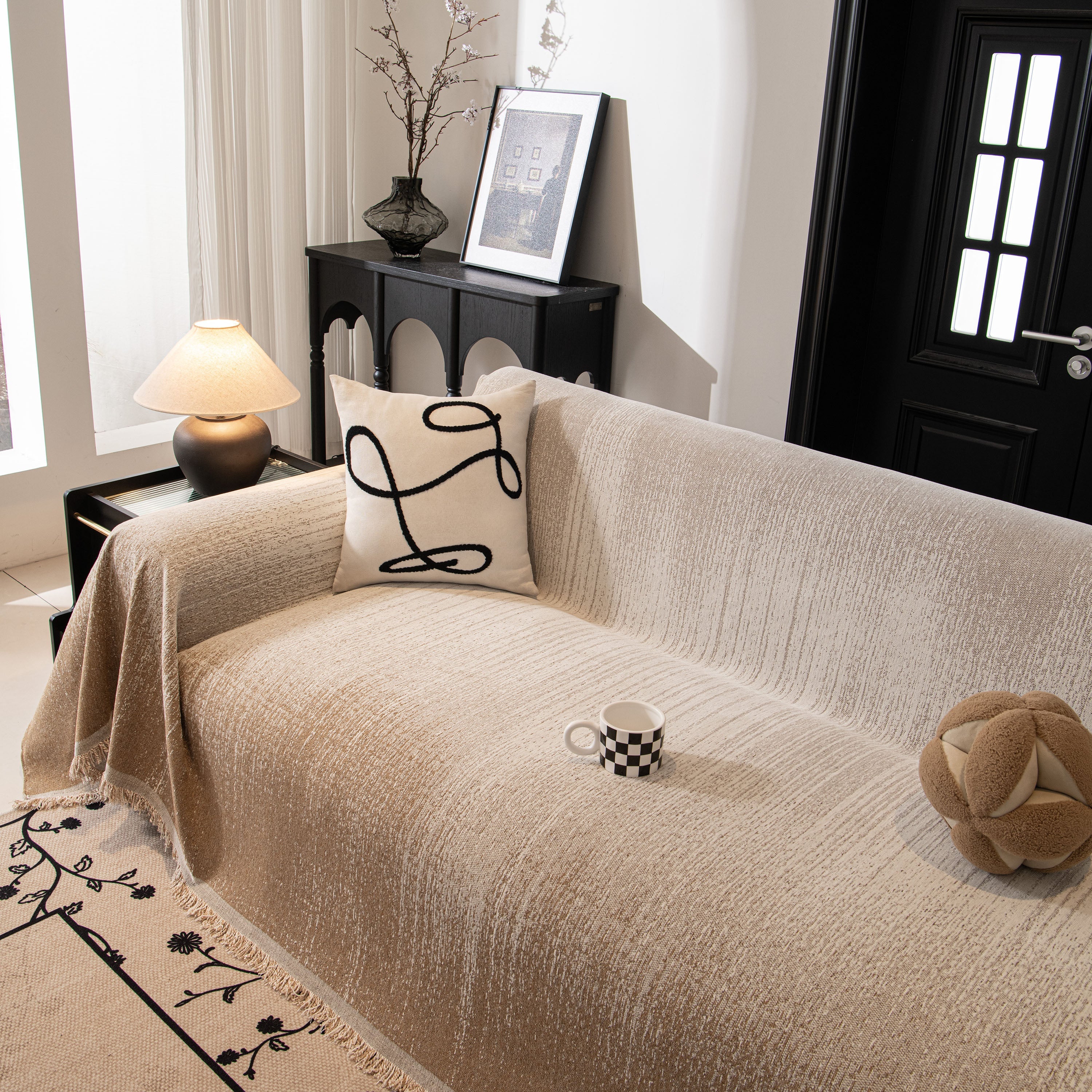 Modern Textured Sofa Cover Blanket, Tightly Woven Pet Sofa Throw For Sectional Couches