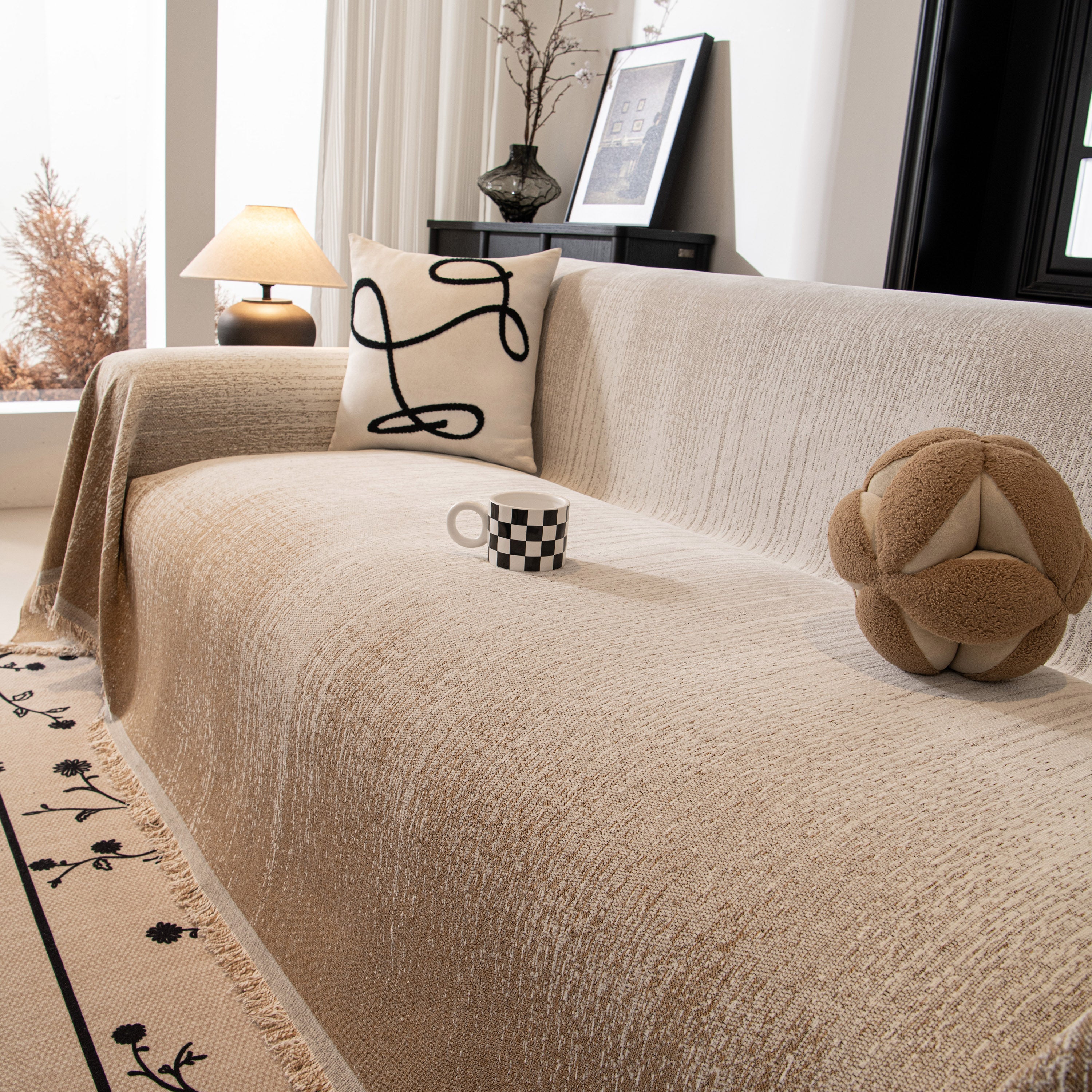 Modern Textured Sofa Cover Blanket, Tightly Woven Pet Sofa Throw For Sectional Couches