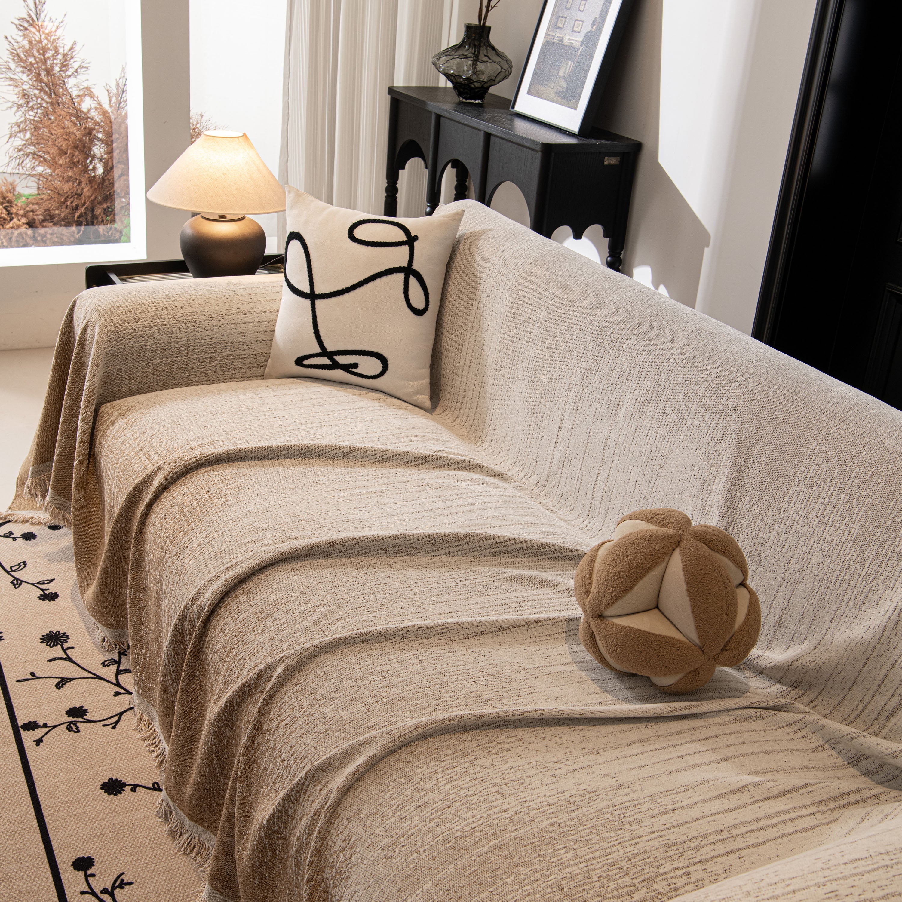Modern Textured Sofa Cover Blanket, Tightly Woven Pet Sofa Throw For Sectional Couches