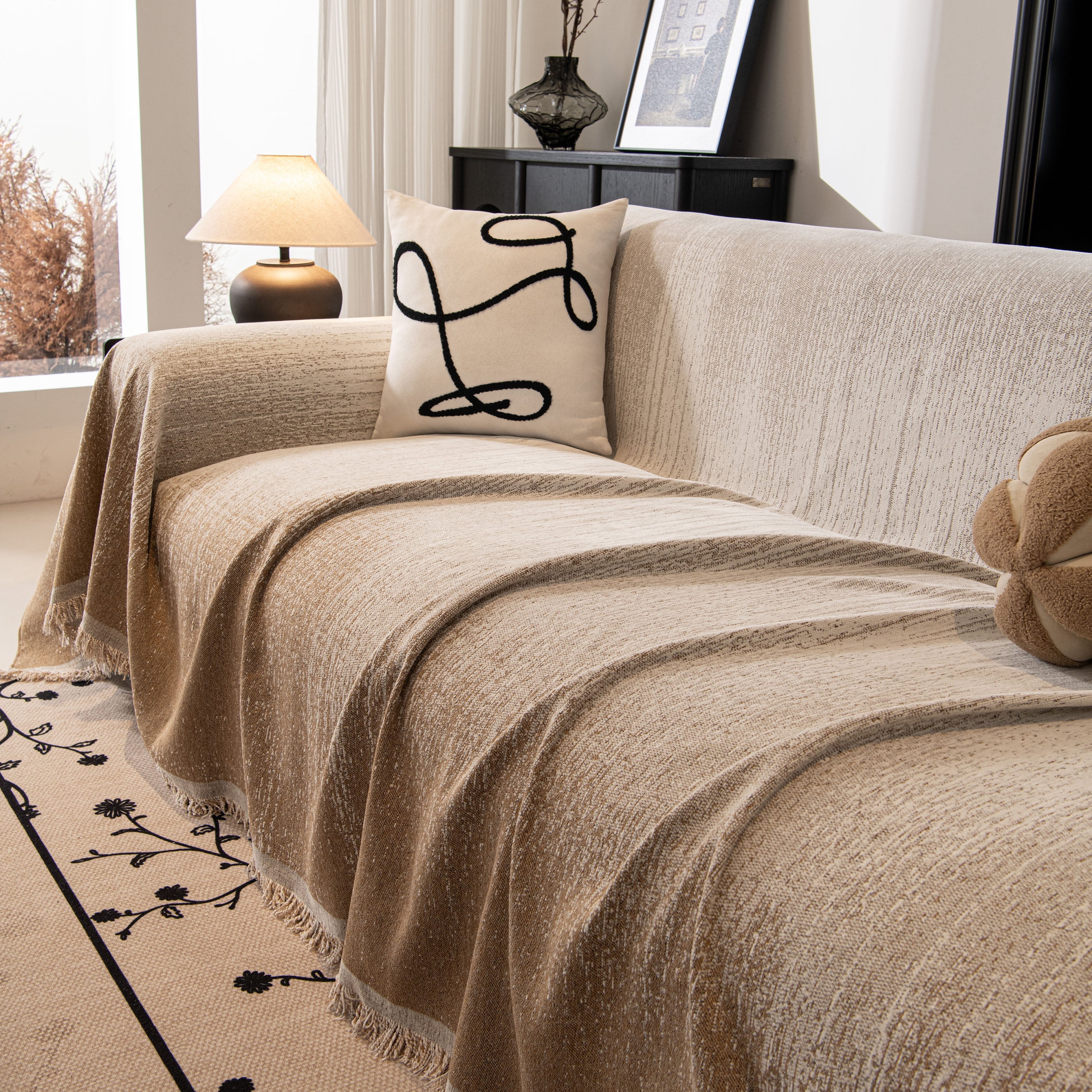 Modern Textured Sofa Cover Blanket, Tightly Woven Pet Sofa Throw For Sectional Couches