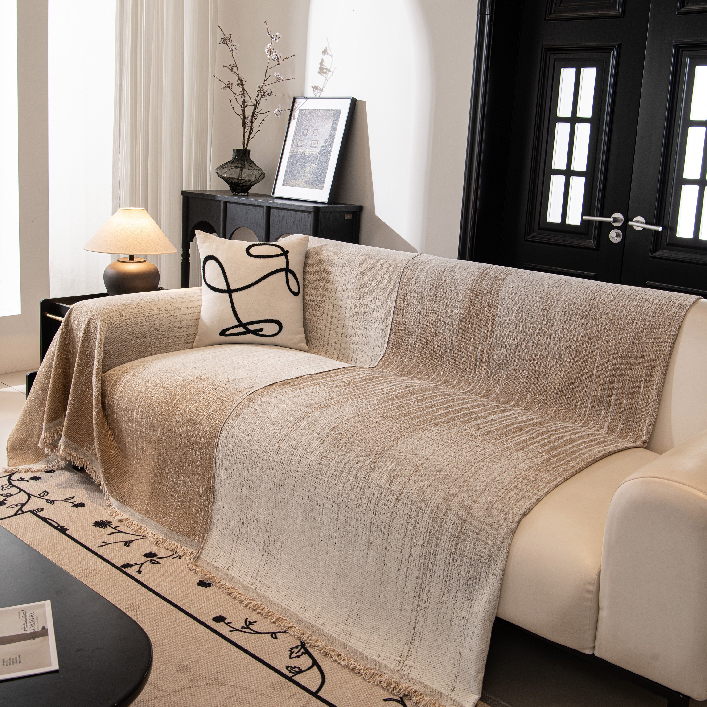 Modern Textured Sofa Cover Blanket, Tightly Woven Pet Sofa Throw For Sectional Couches