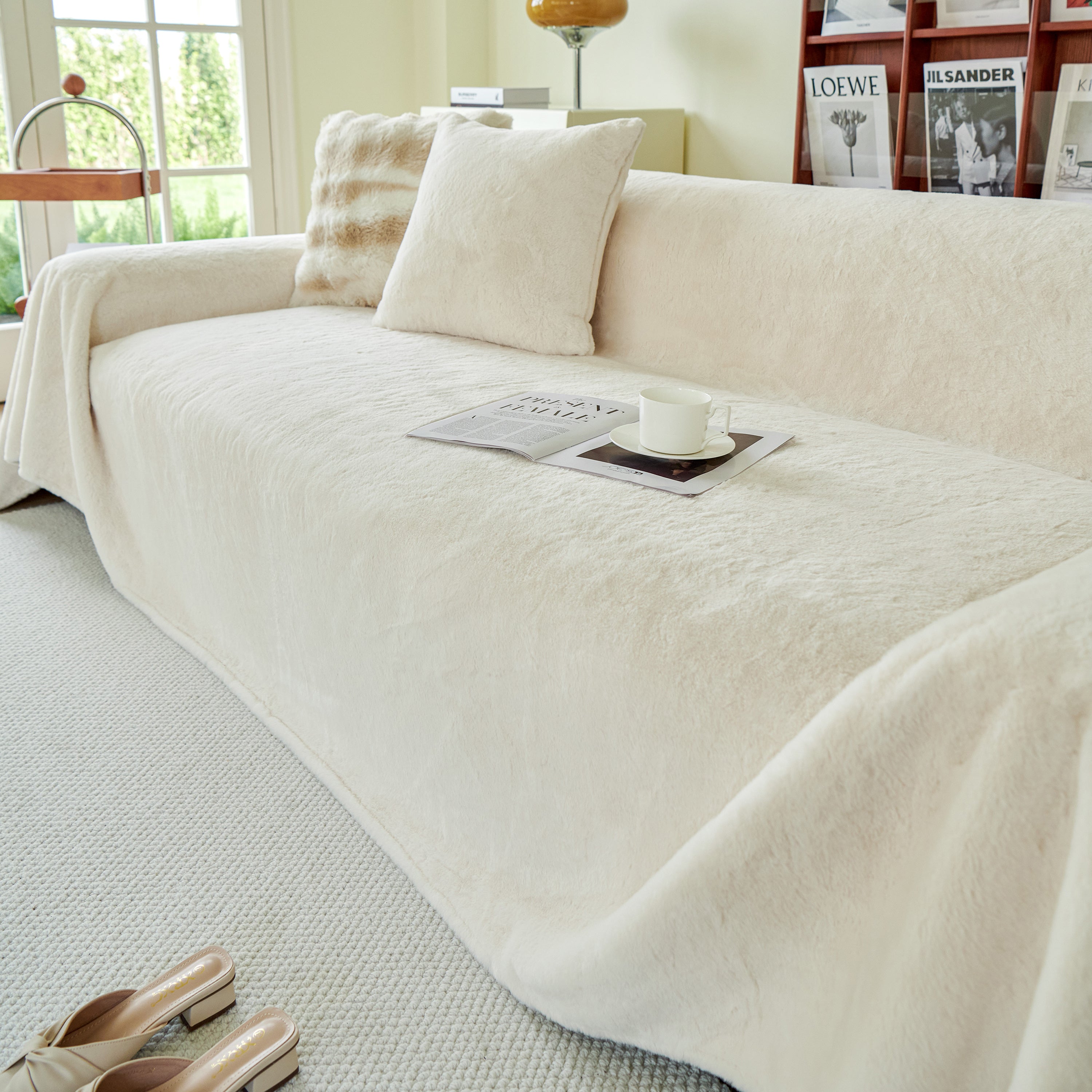 Faux Fur Smooth Plush Comfy Couch Covers, Soft Thicked Durable Blankets And Throws For Sofas