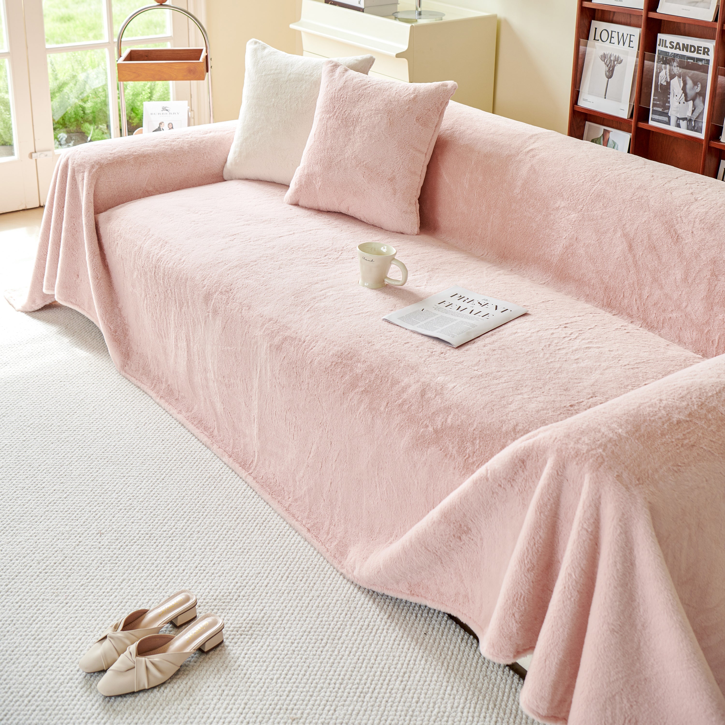 Faux Fur Smooth Plush Comfy Couch Covers, Soft Thicked Durable Blankets And Throws For Sofas