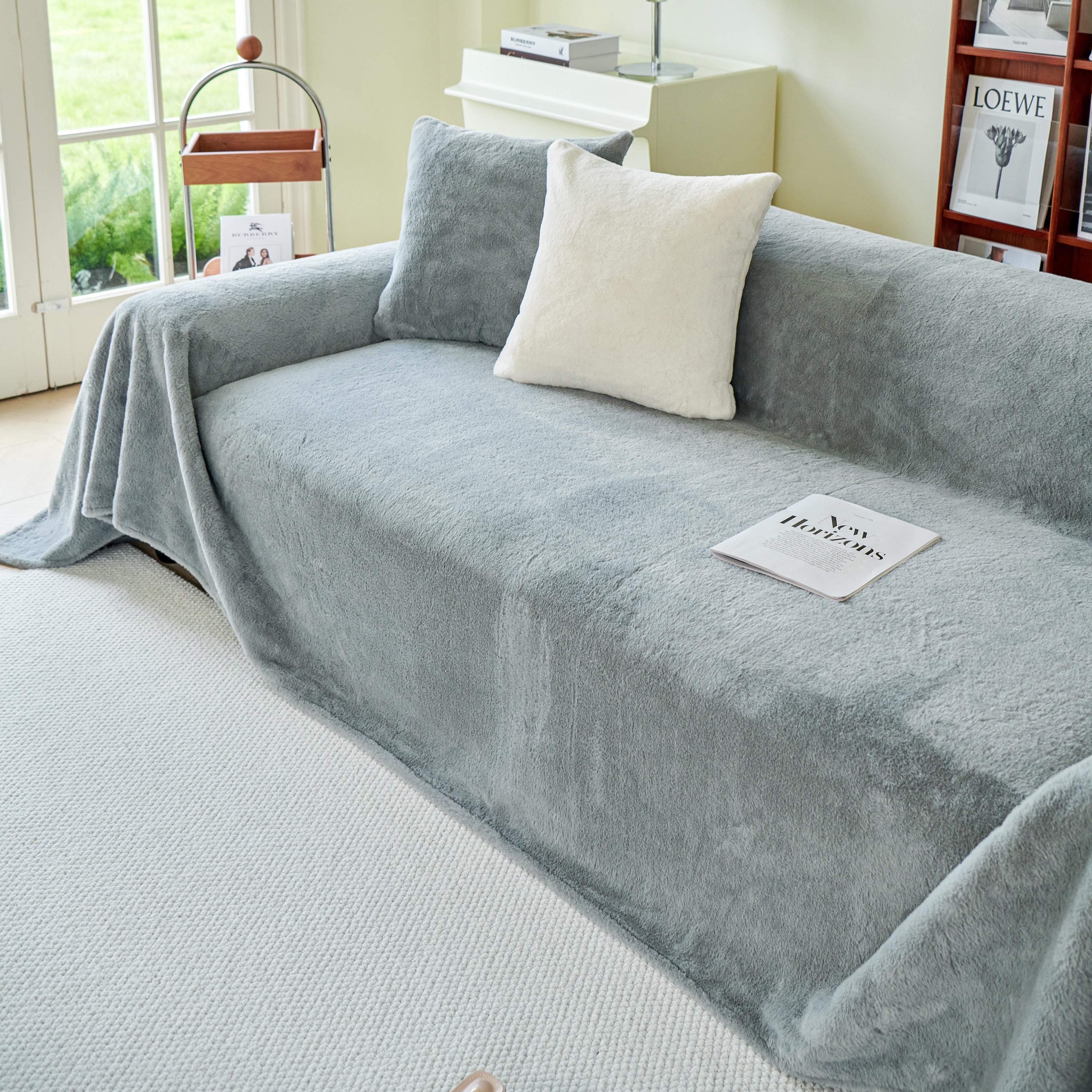 Faux Fur Smooth Plush Comfy Couch Covers, Soft Thicked Durable Blankets And Throws For Sofas