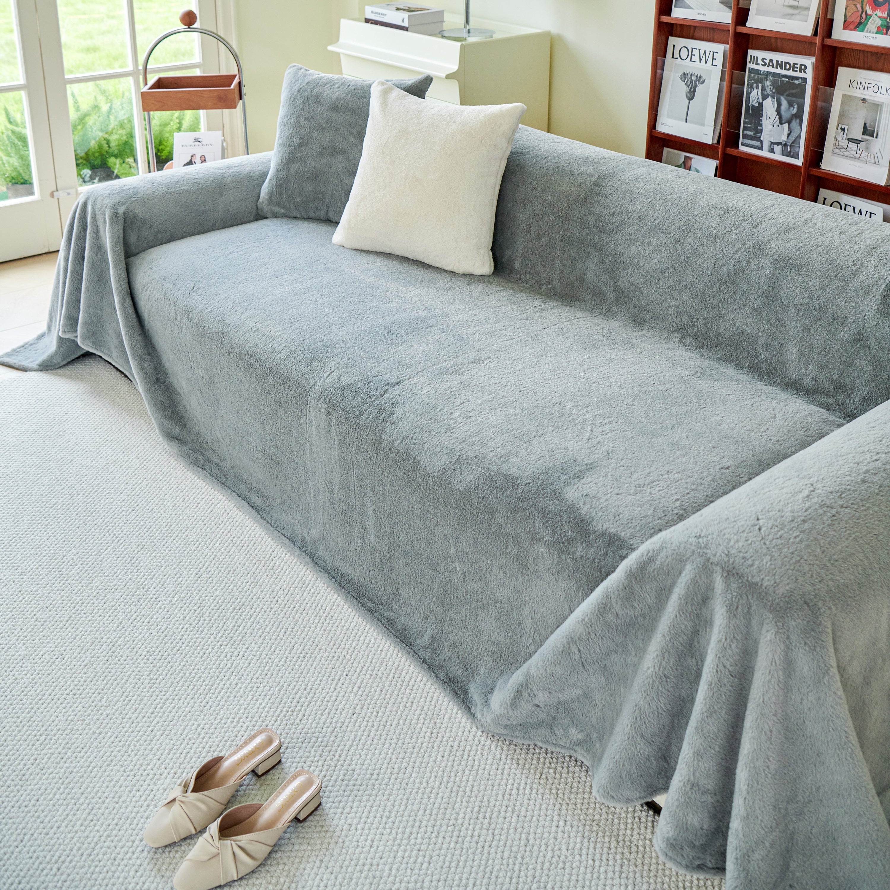 Faux Fur Smooth Plush Comfy Couch Covers, Soft Thicked Durable Blankets And Throws For Sofas