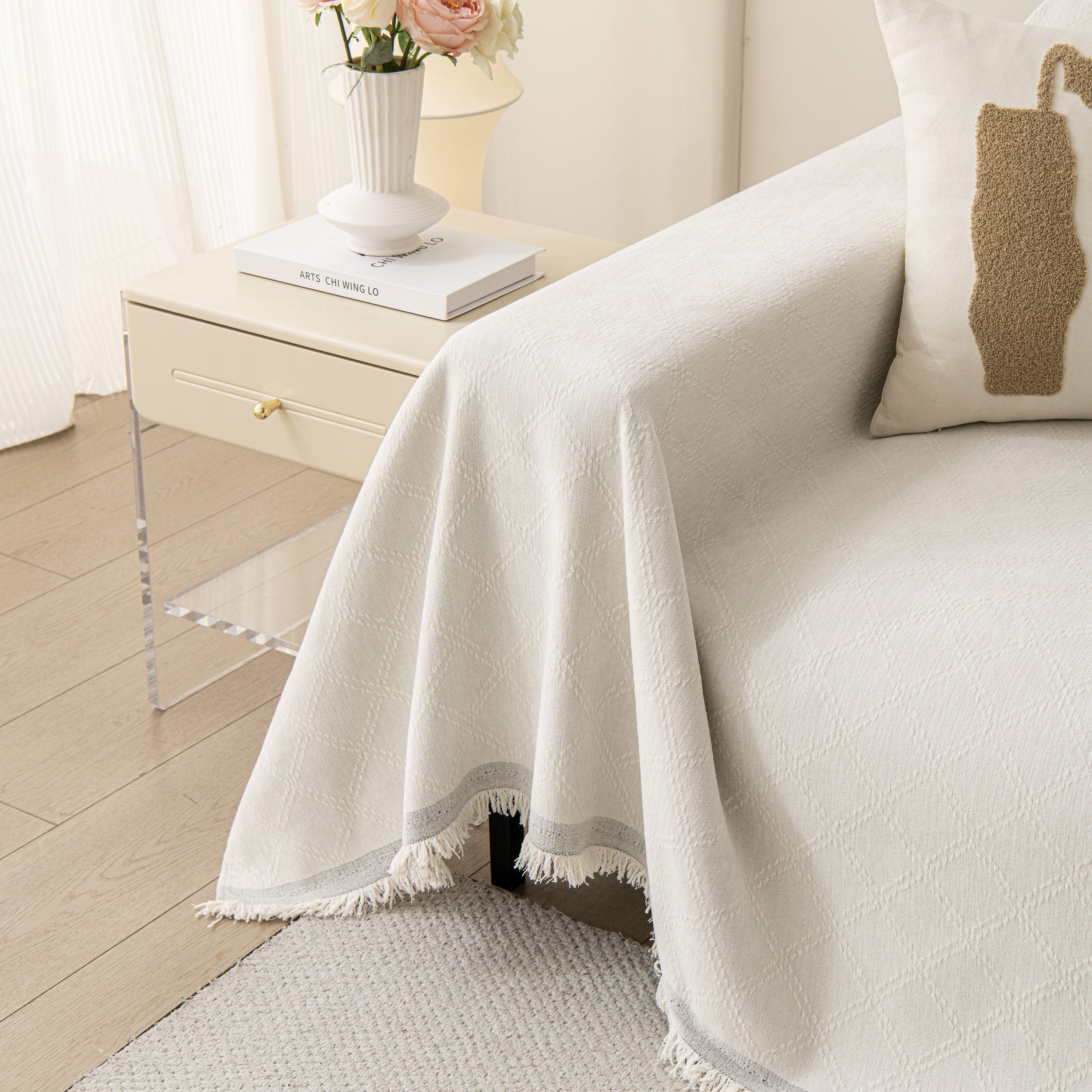 Soft Textured Couch Cover Slipcover Blanket, Modern Couch Covers For Dogs Washable