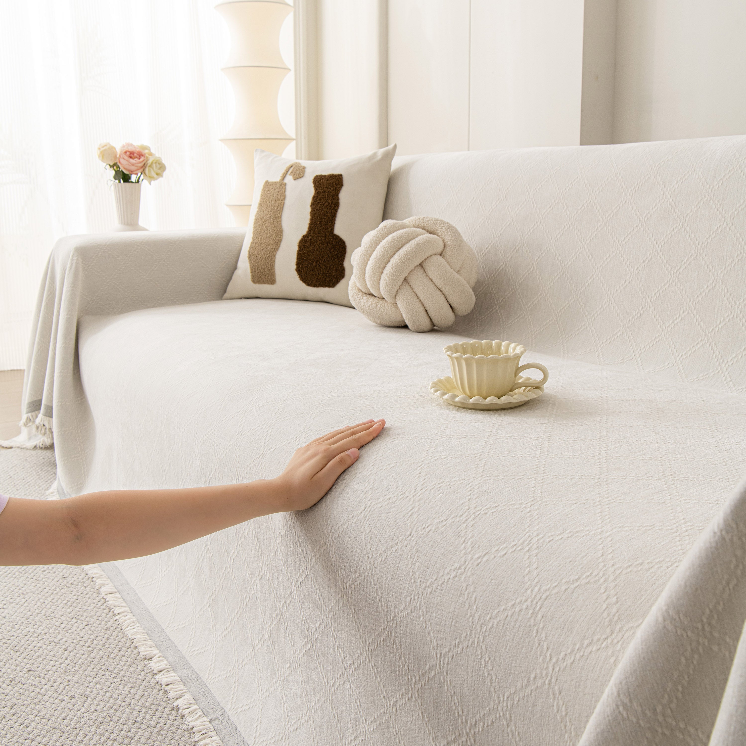 Soft Textured Couch Cover Slipcover Blanket, Modern Couch Covers For Dogs Washable
