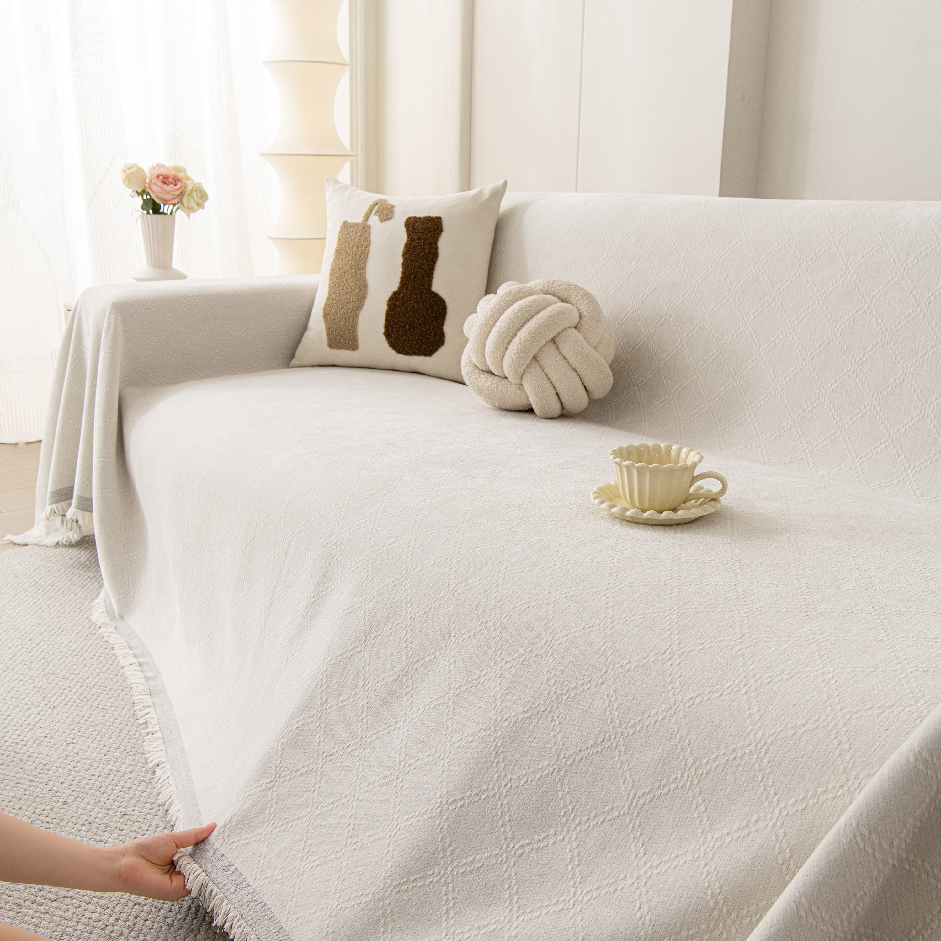 Soft Textured Couch Cover Slipcover Blanket, Modern Couch Covers For Dogs Washable