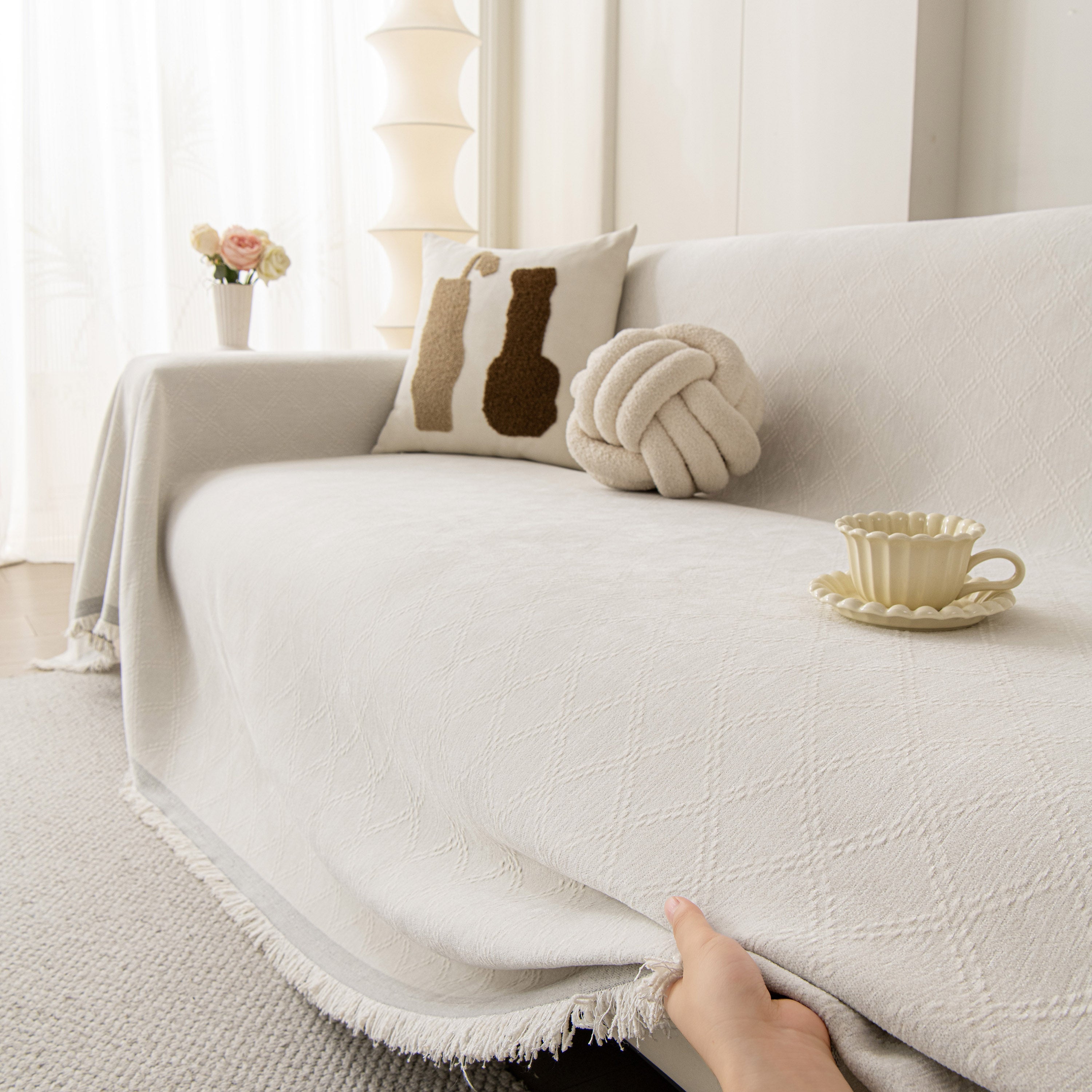 Soft Textured Couch Cover Slipcover Blanket, Modern Couch Covers For Dogs Washable