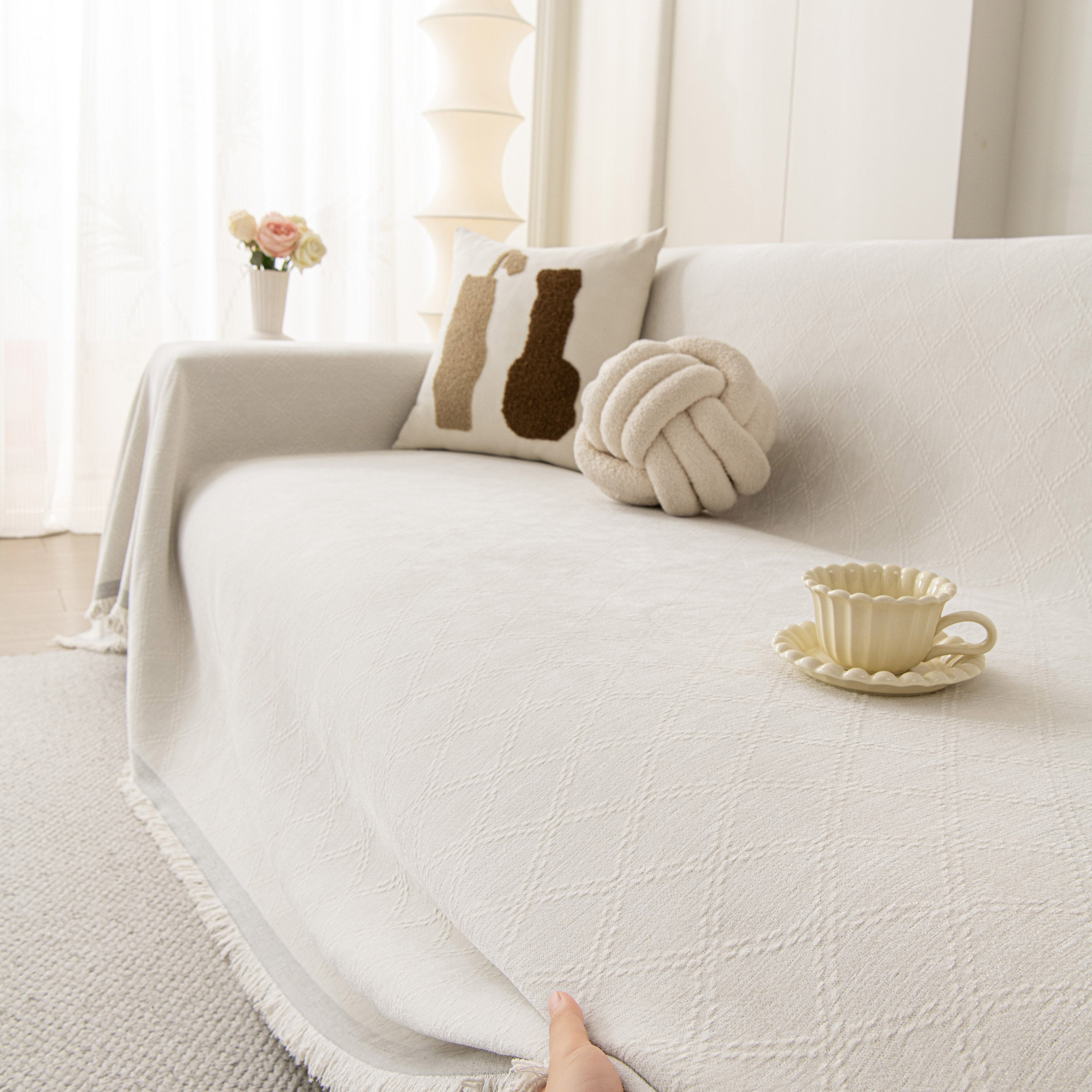 Soft Textured Couch Cover Slipcover Blanket, Modern Couch Covers For Dogs Washable