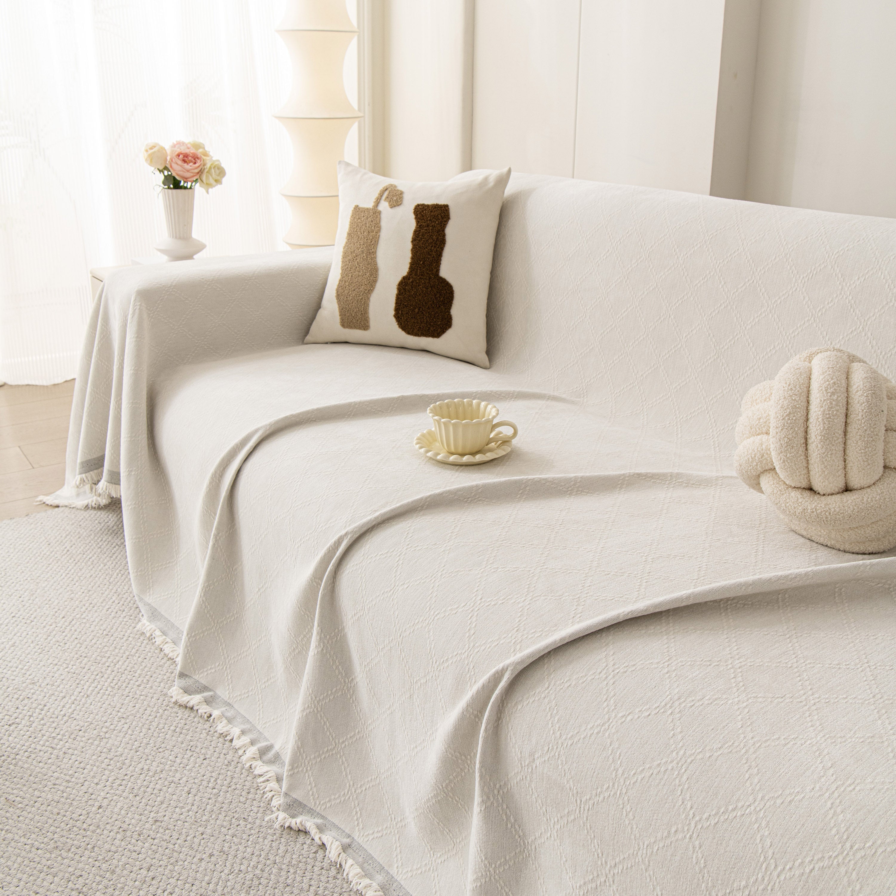 Soft Textured Couch Cover Slipcover Blanket, Modern Couch Covers For Dogs Washable