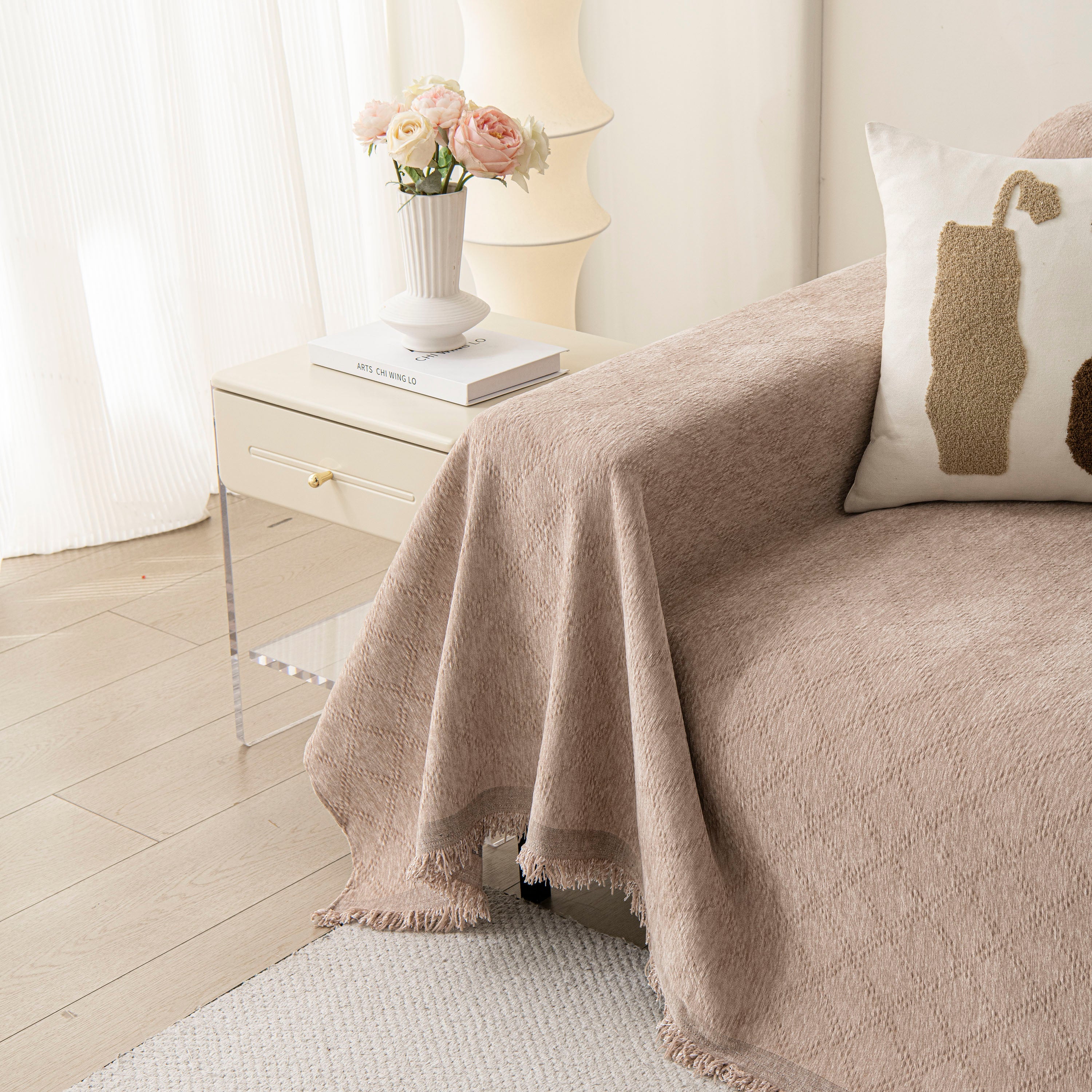Soft Textured Couch Cover Slipcover Blanket, Modern Couch Covers For Dogs Washable