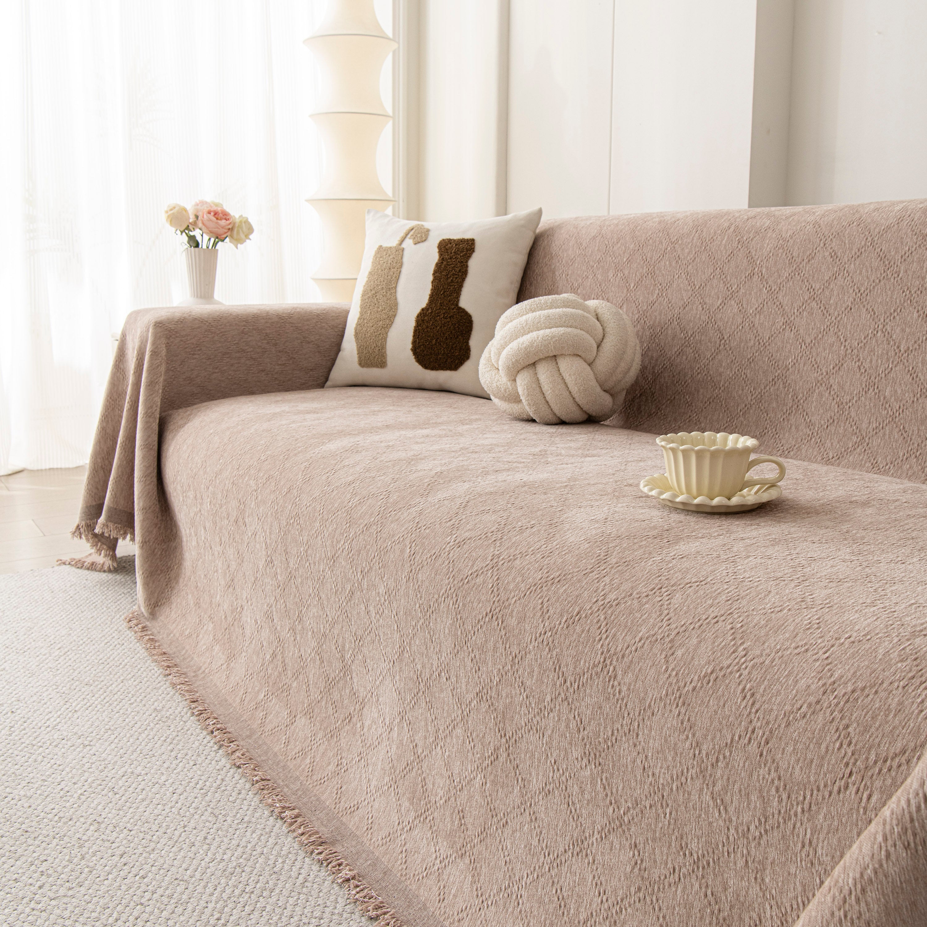 Soft Textured Couch Cover Slipcover Blanket, Modern Couch Covers For Dogs Washable