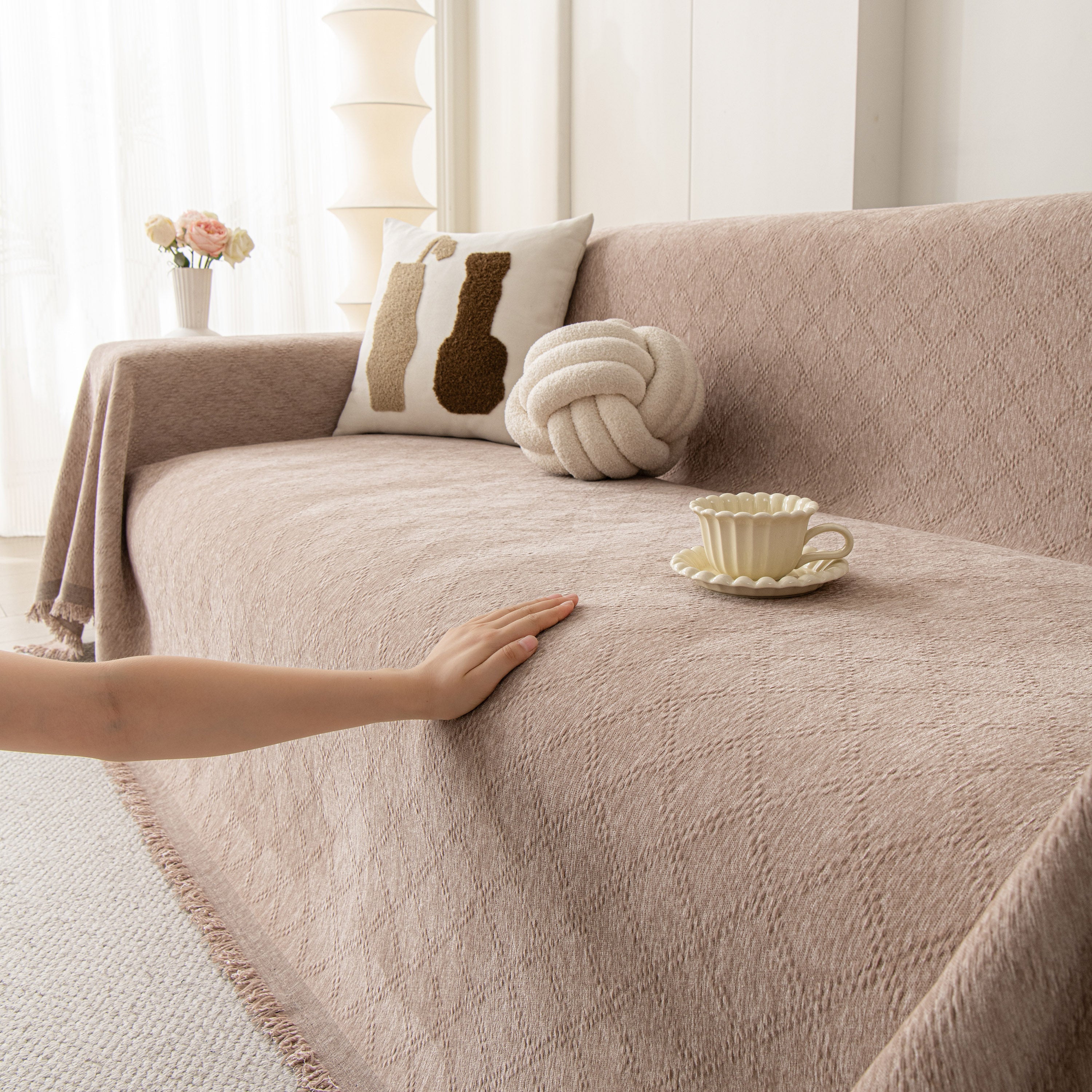 Soft Textured Couch Cover Slipcover Blanket, Modern Couch Covers For Dogs Washable