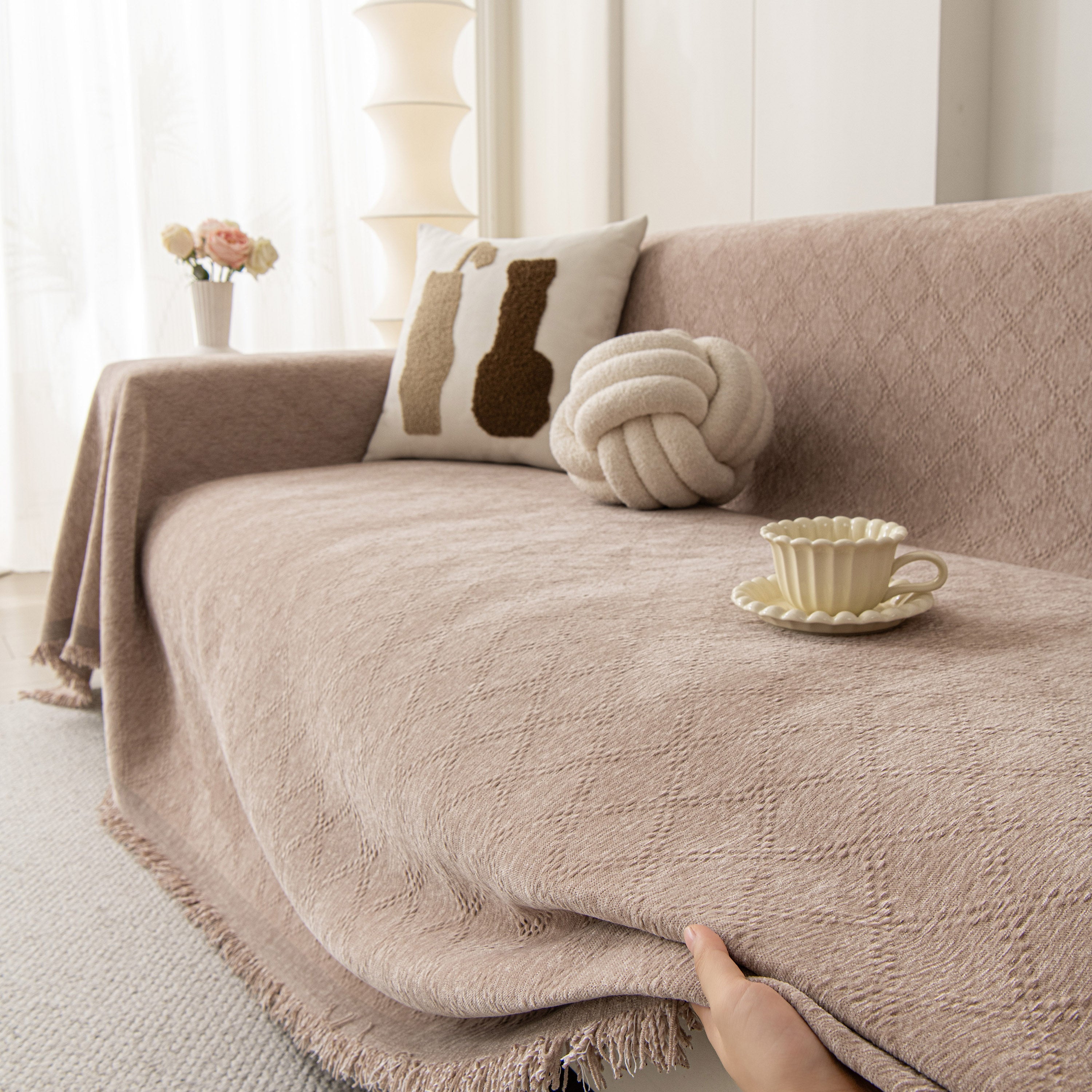 Soft Textured Couch Cover Slipcover Blanket, Modern Couch Covers For Dogs Washable