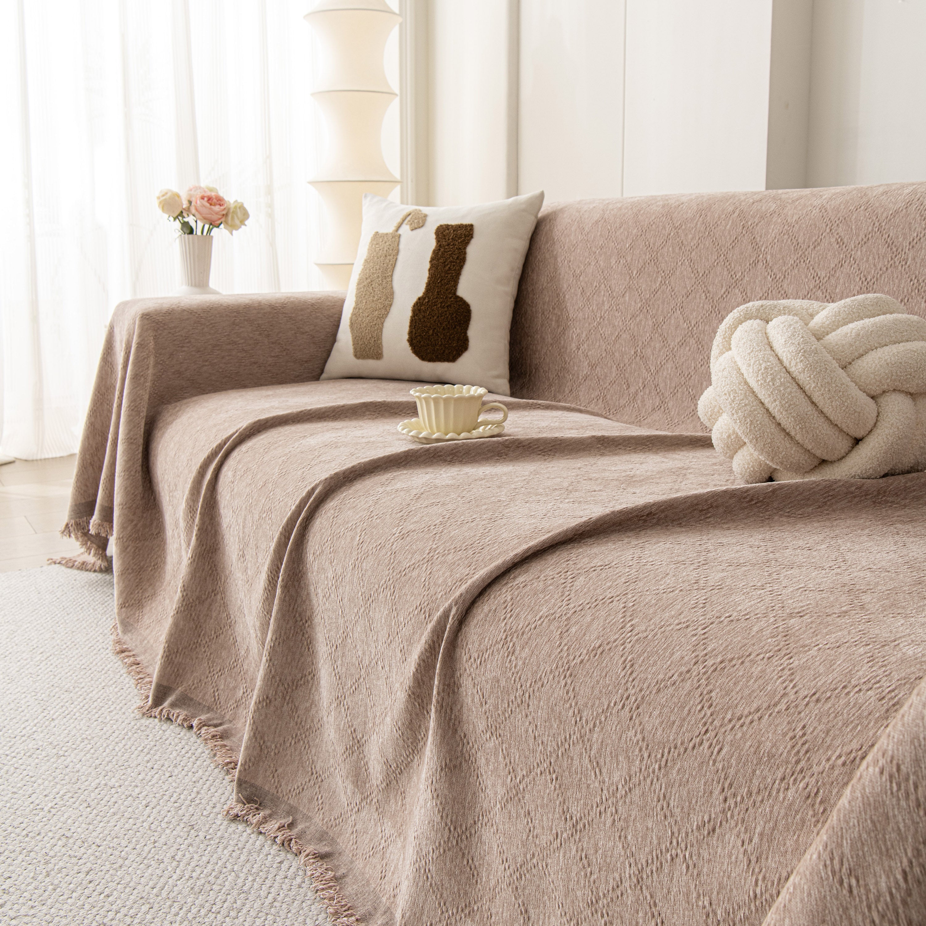 Soft Textured Couch Cover Slipcover Blanket, Modern Couch Covers For Dogs Washable