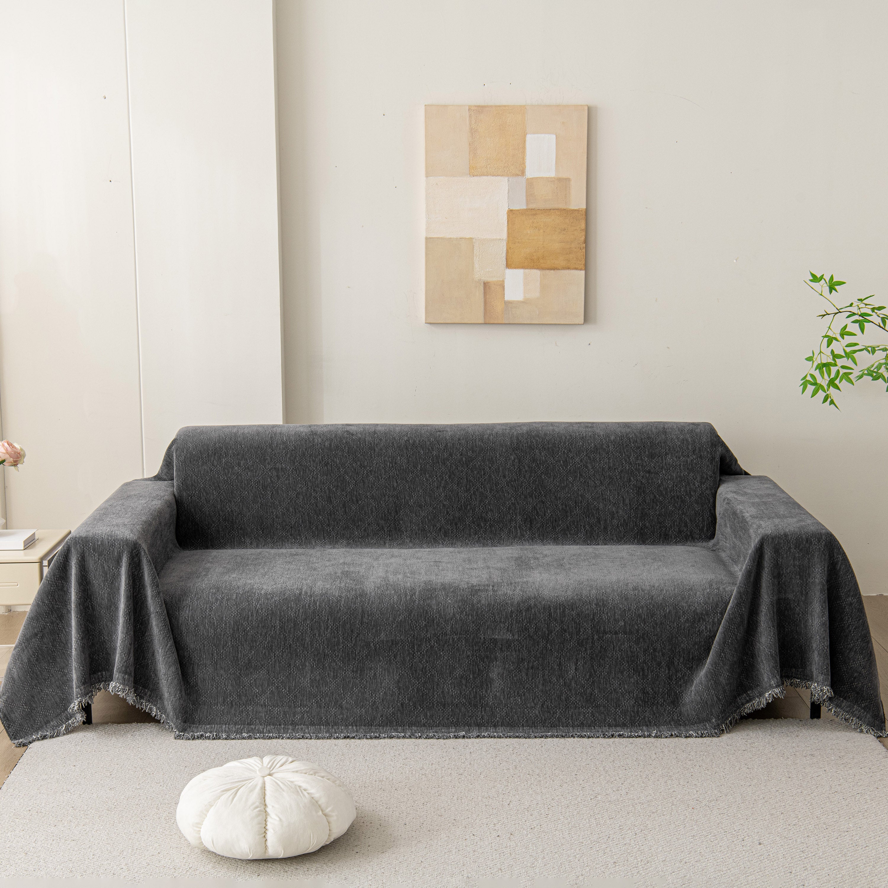 Soft Textured Couch Cover Slipcover Blanket, Modern Couch Covers For Dogs Washable