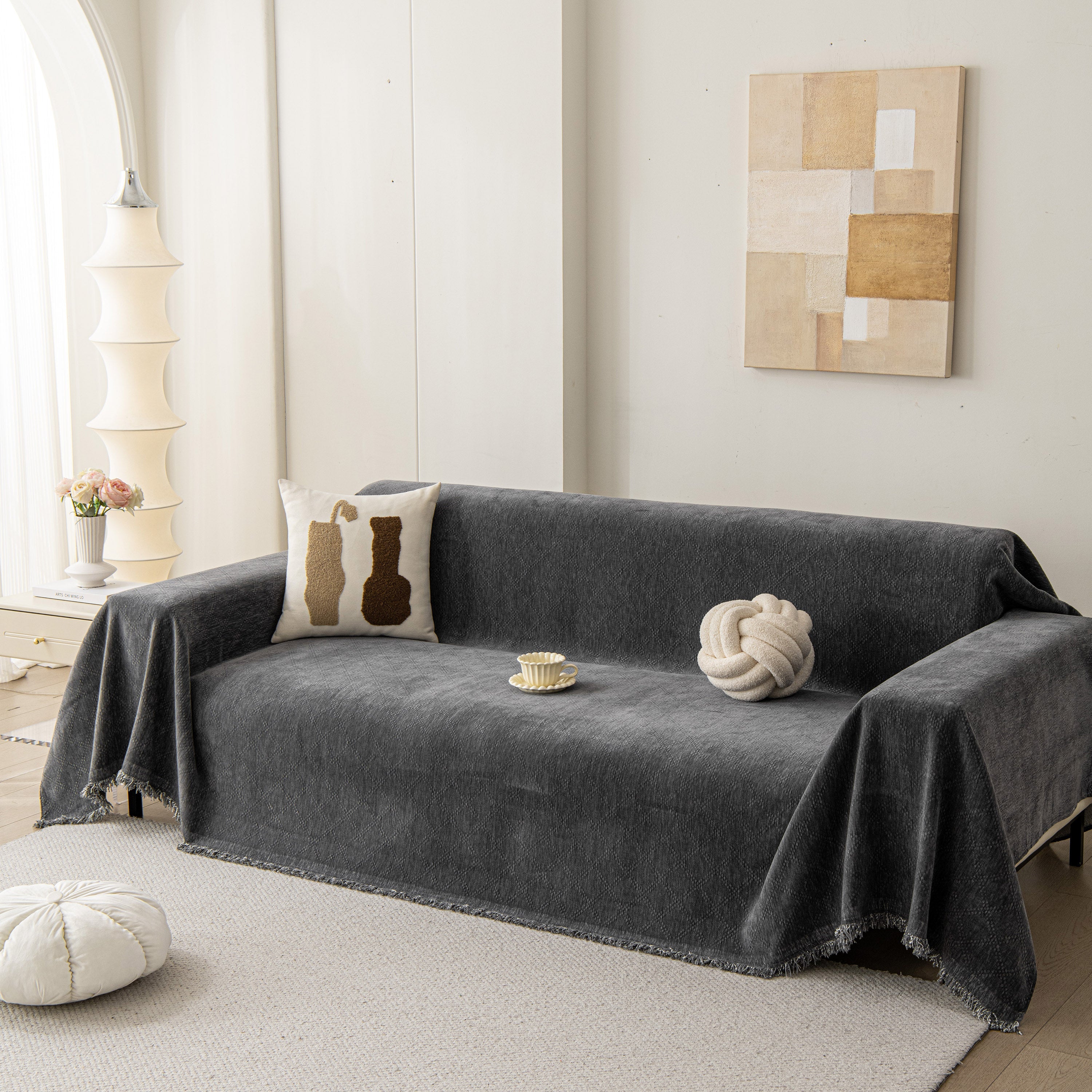 Soft Textured Couch Cover Slipcover Blanket, Modern Couch Covers For Dogs Washable