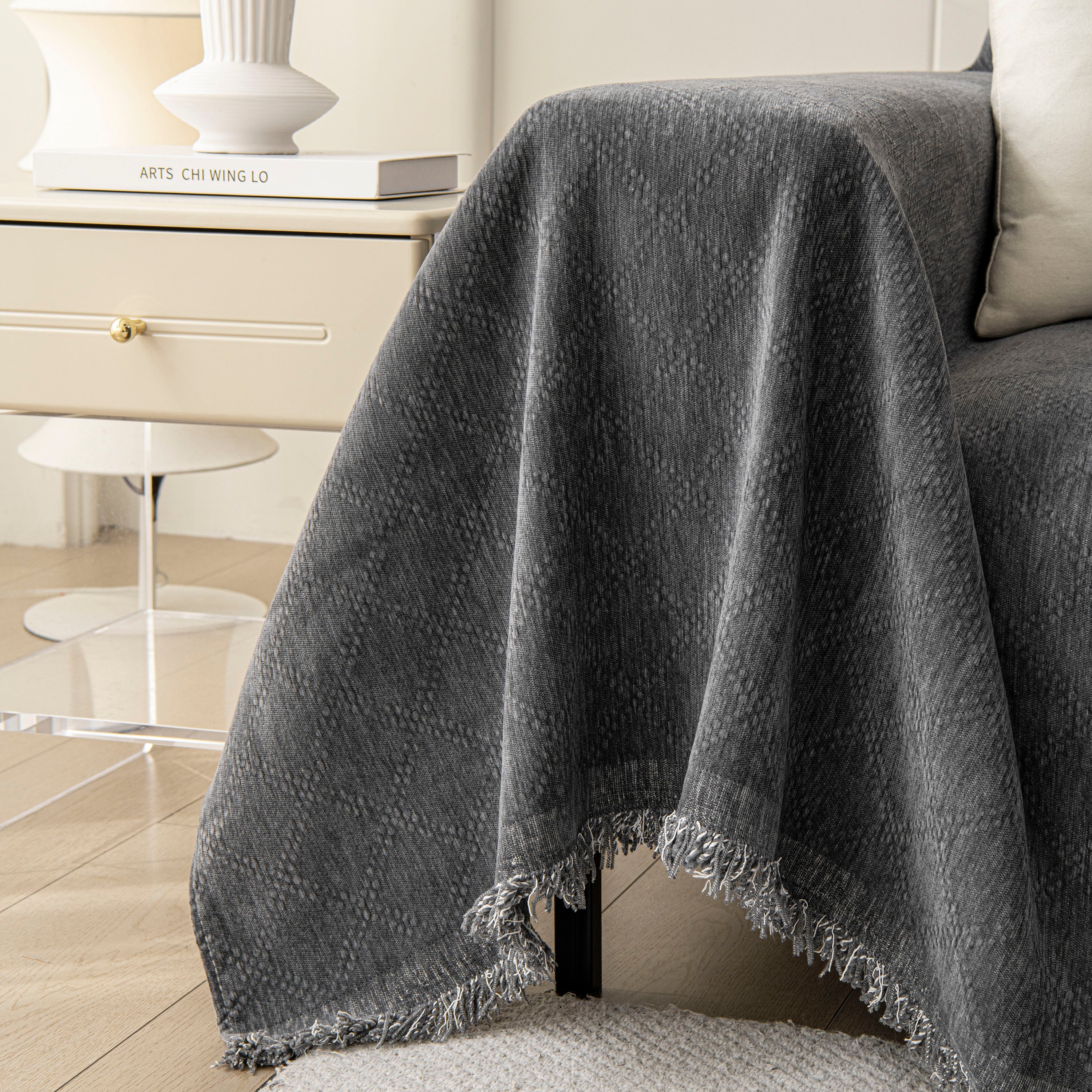 Soft Textured Couch Cover Slipcover Blanket, Modern Couch Covers For Dogs Washable