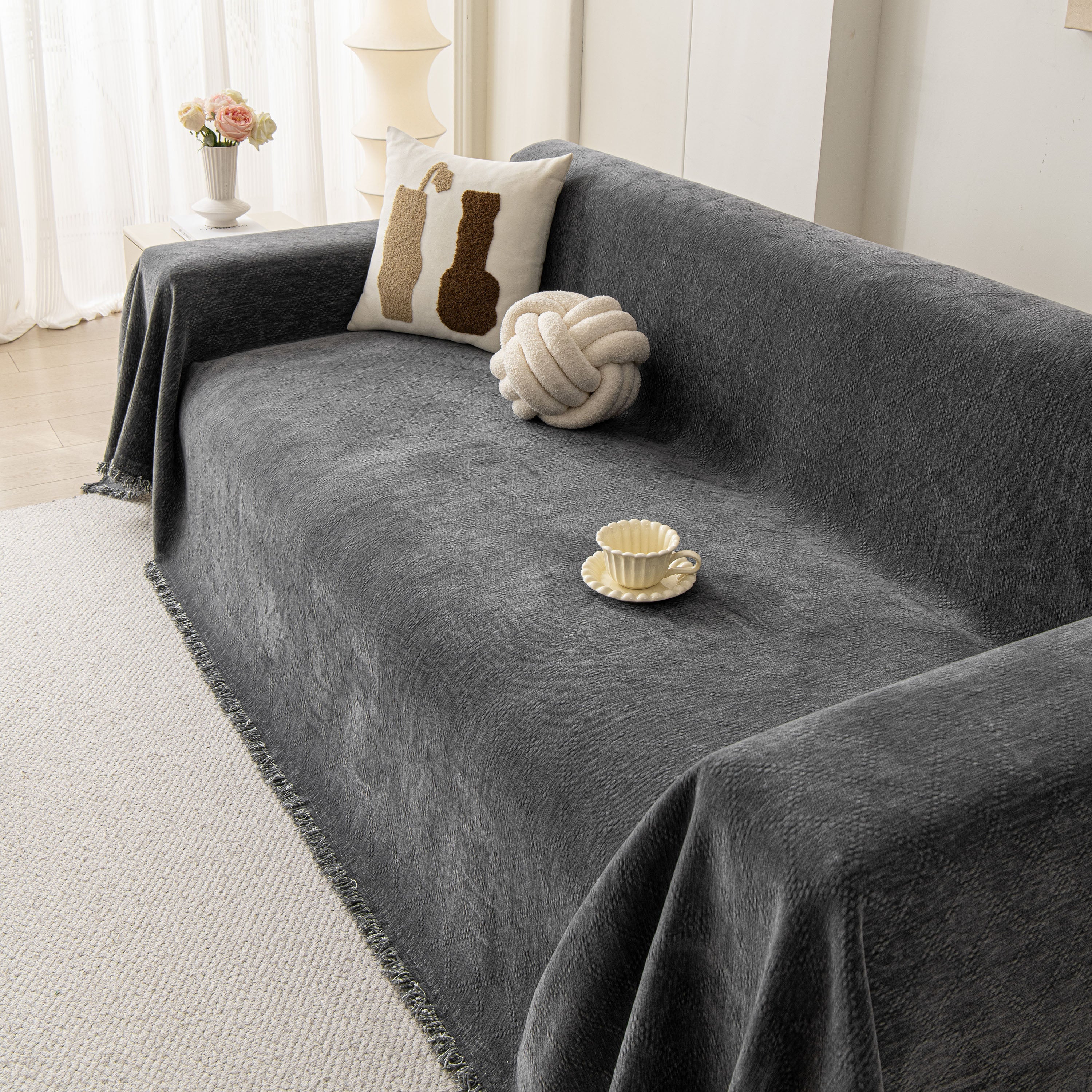 Soft Textured Couch Cover Slipcover Blanket, Modern Couch Covers For Dogs Washable