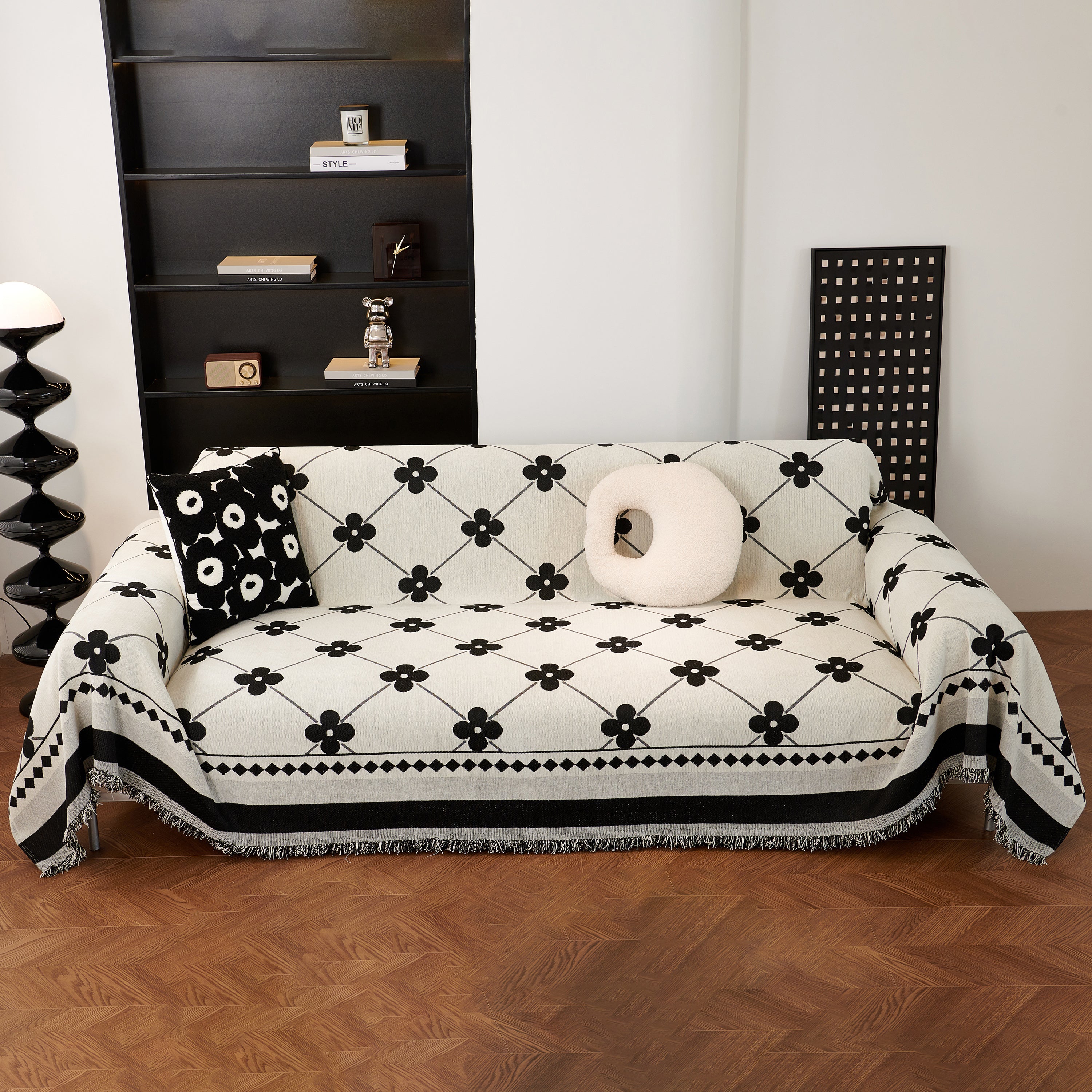 Comfy Four-leaf Clover Hope Faith Love Luck Blanket For Couch, Chenille Scratch Proof Sofa Blanket Covers