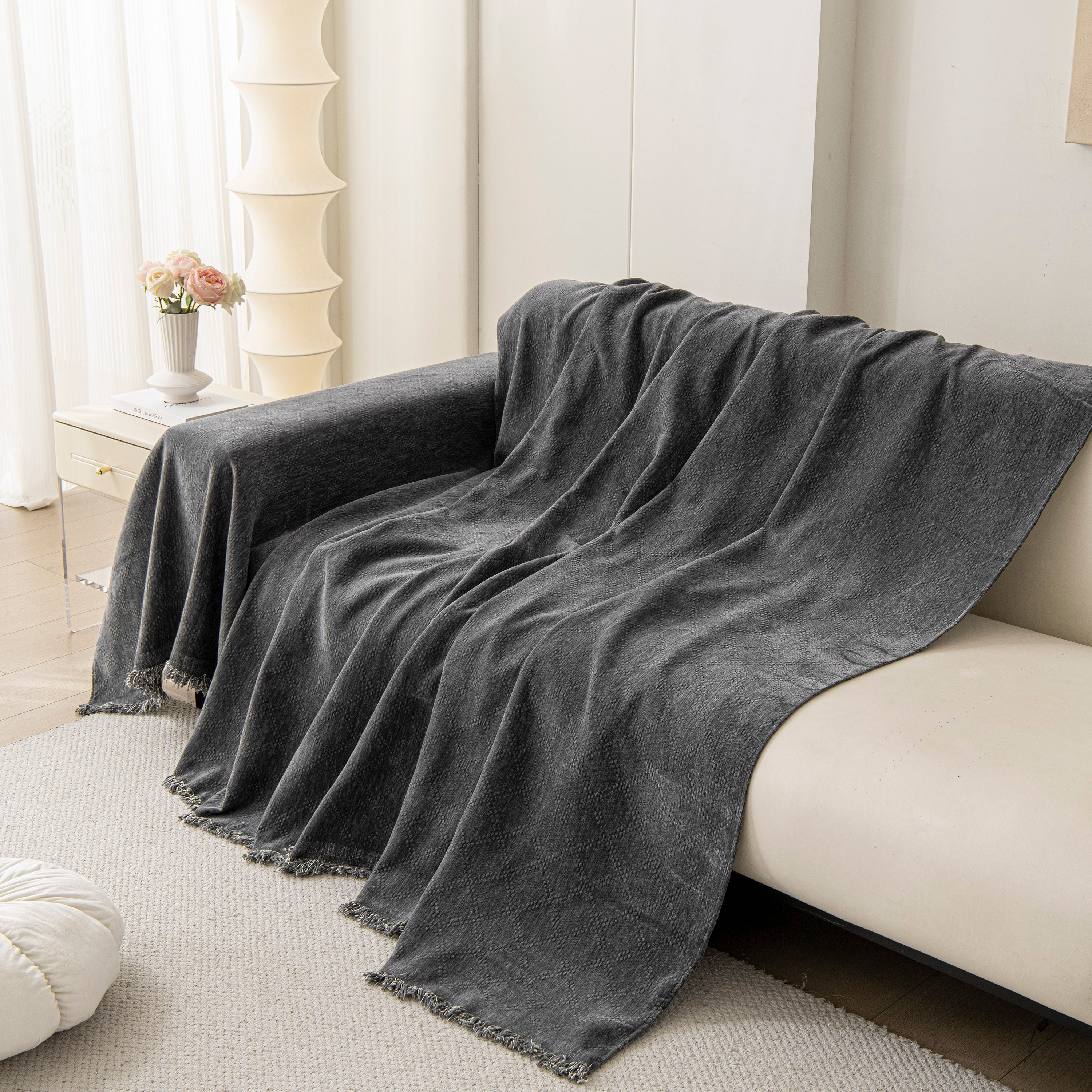Soft Textured Couch Cover Slipcover Blanket, Modern Couch Covers For Dogs Washable