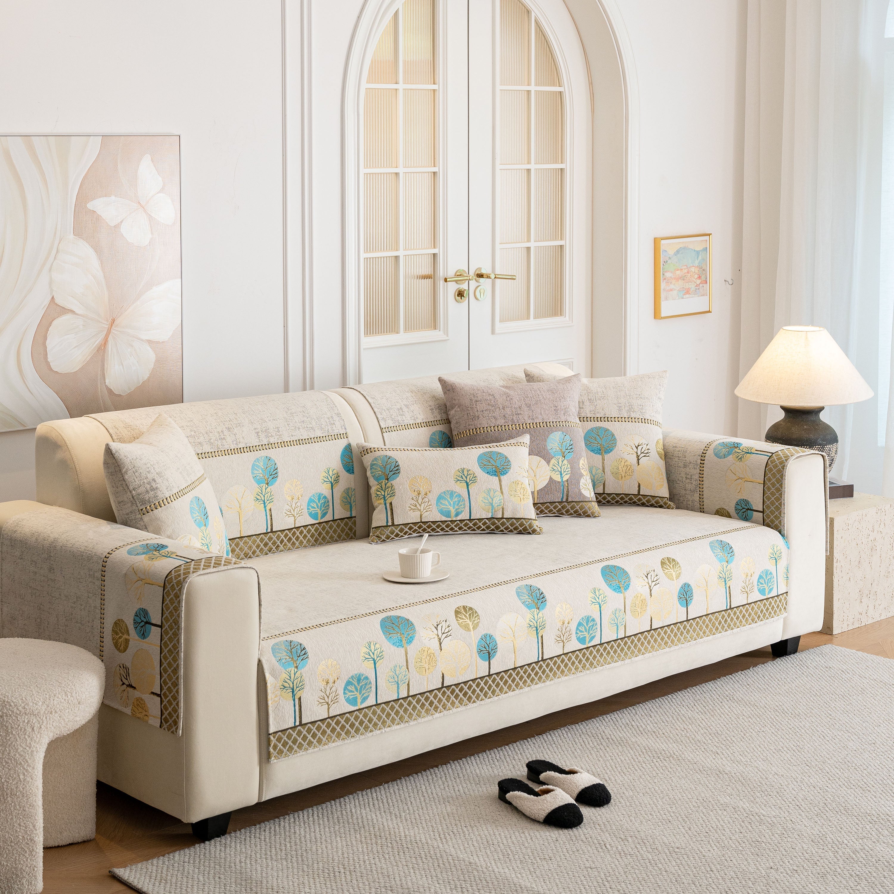 Sofa Cover For Couch, Non-slip Sectional Couch Cover With Woven Tree Pattern
