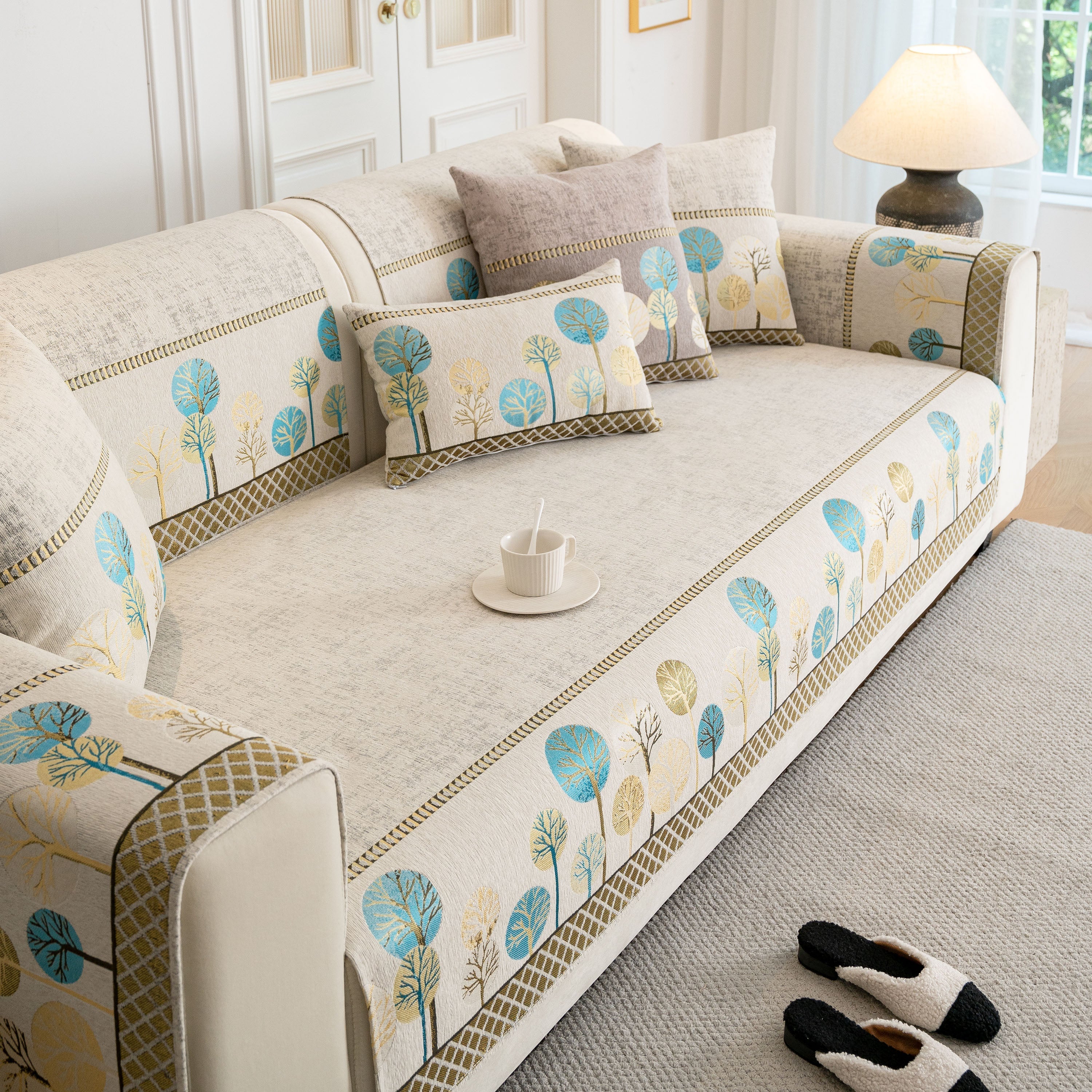 Sofa Cover For Couch, Non-slip Sectional Couch Cover With Woven Tree Pattern