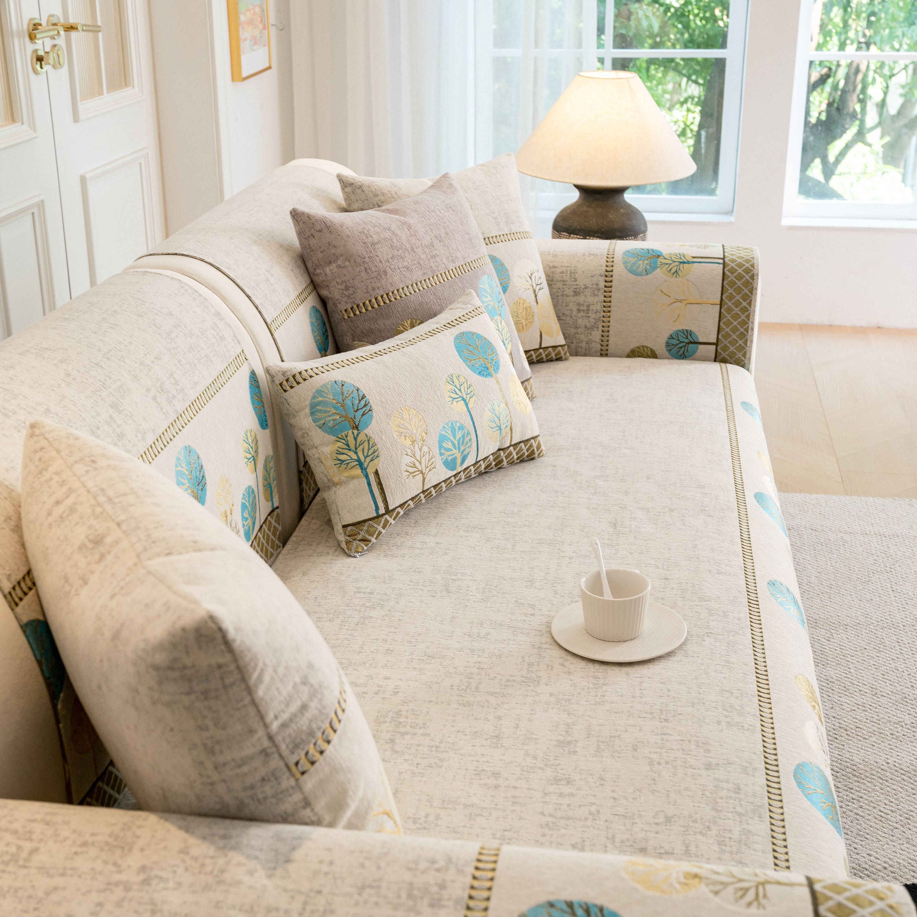 Sofa Cover For Couch, Non-slip Sectional Couch Cover With Woven Tree Pattern
