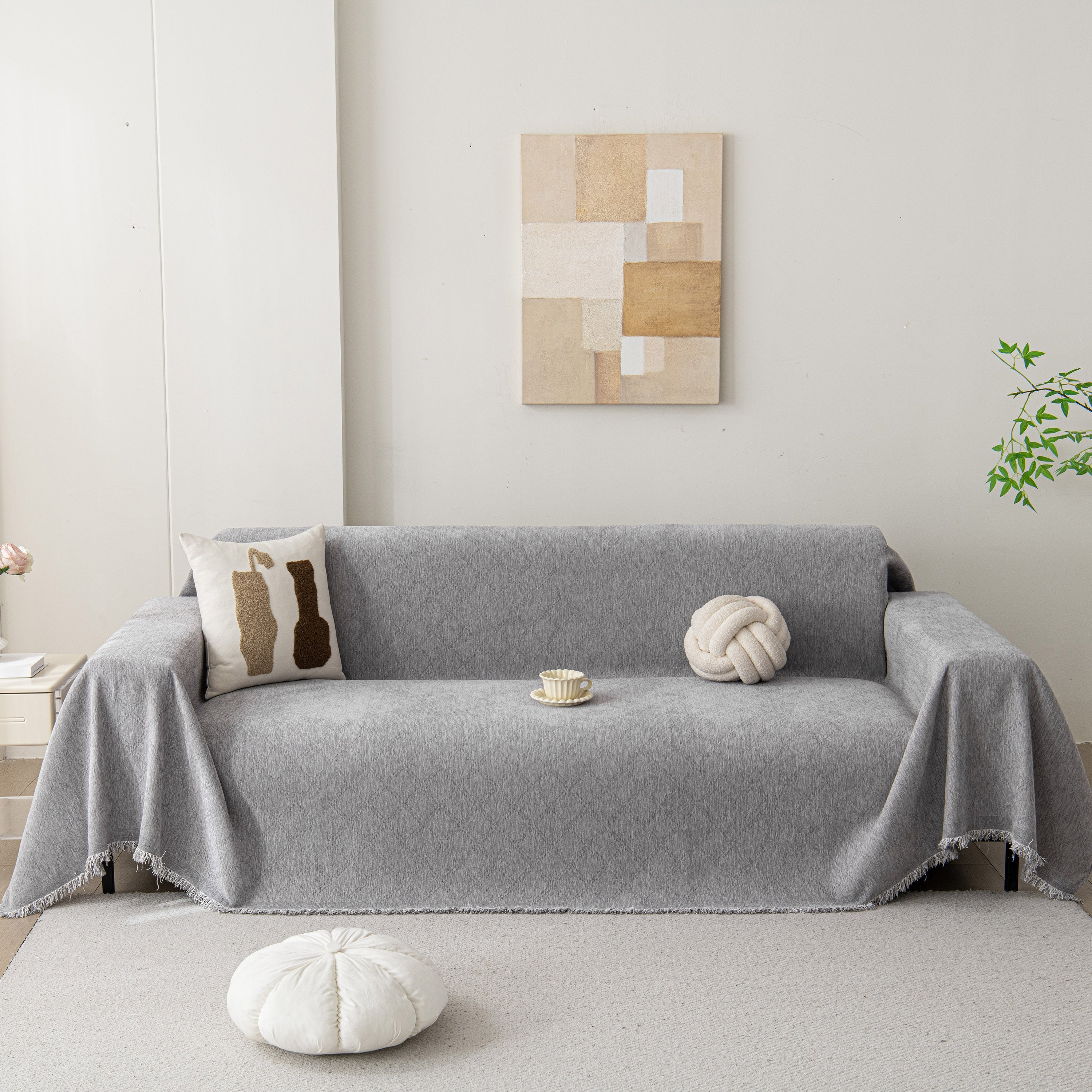 Soft Textured Couch Cover Slipcover Blanket, Modern Couch Covers For Dogs Washable