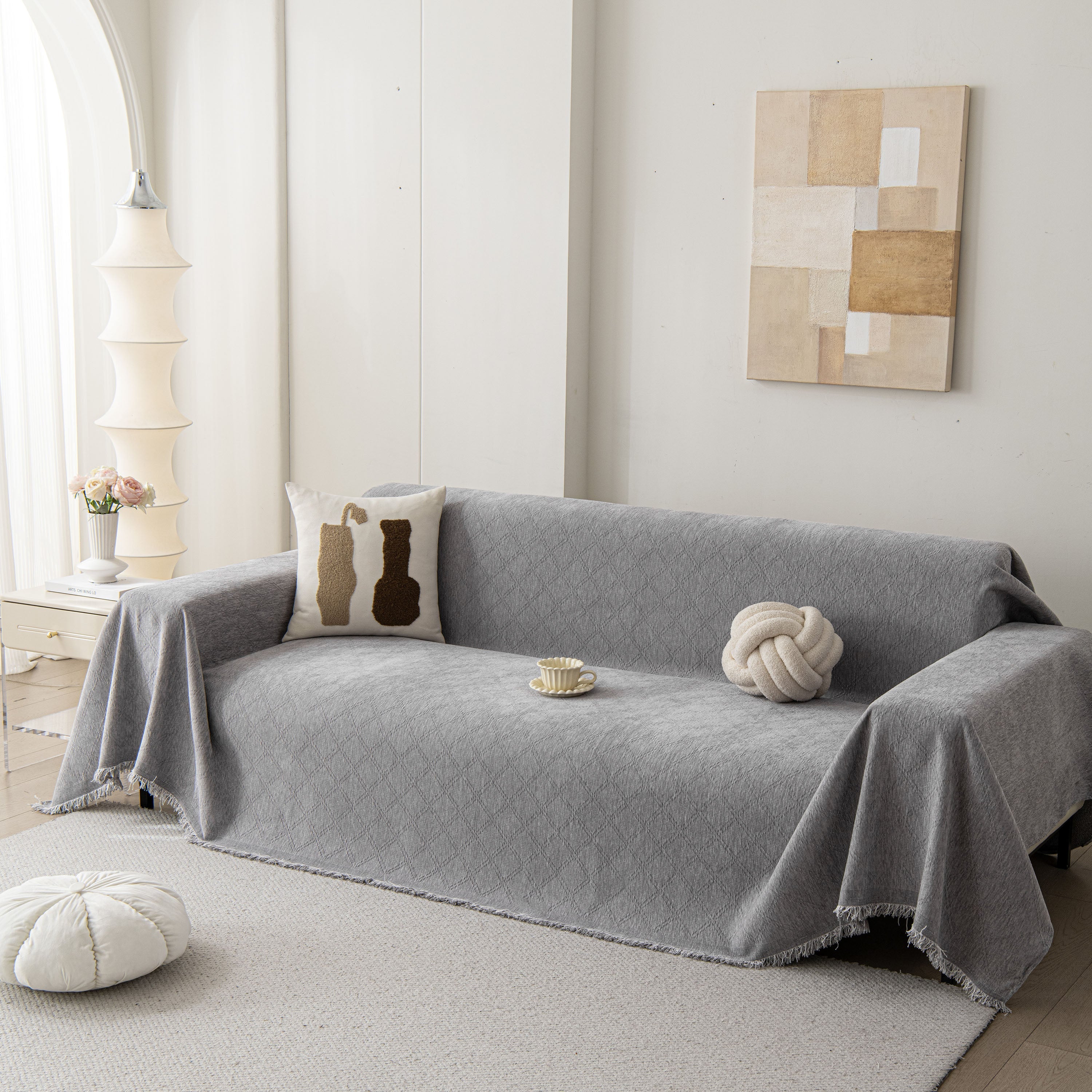 Soft Textured Couch Cover Slipcover Blanket, Modern Couch Covers For Dogs Washable
