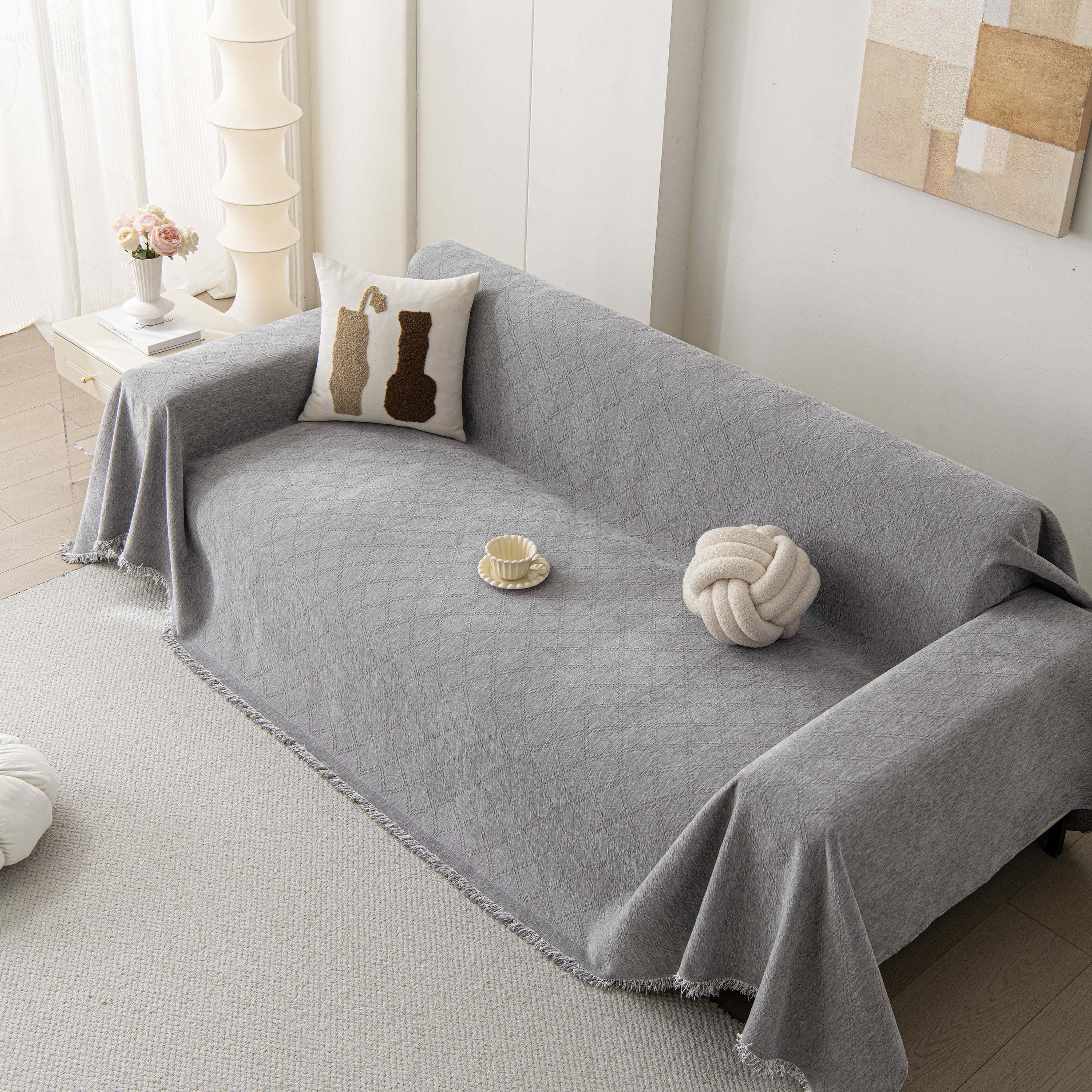 Soft Textured Couch Cover Slipcover Blanket, Modern Couch Covers For Dogs Washable
