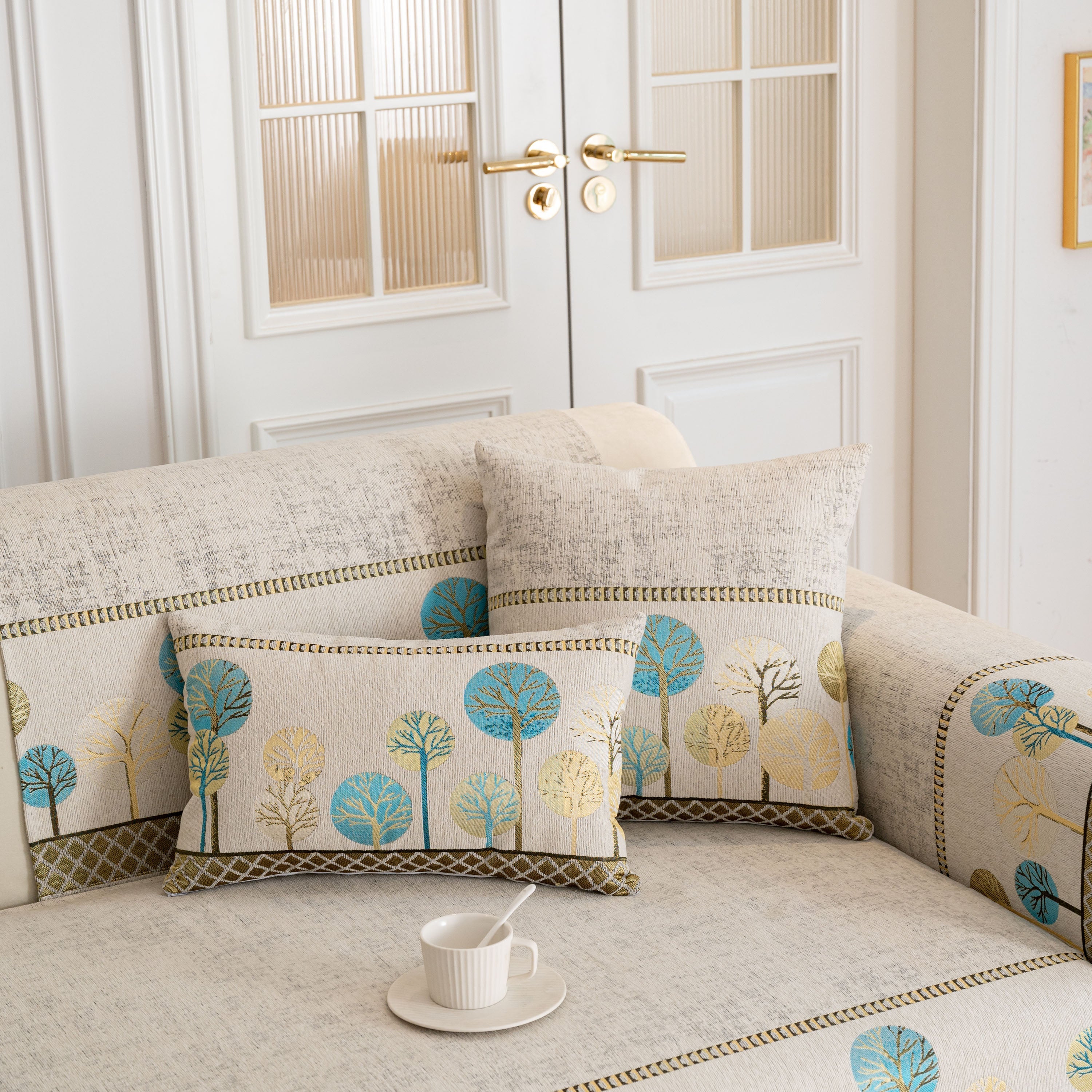 Sofa Cover For Couch, Non-slip Sectional Couch Cover With Woven Tree Pattern