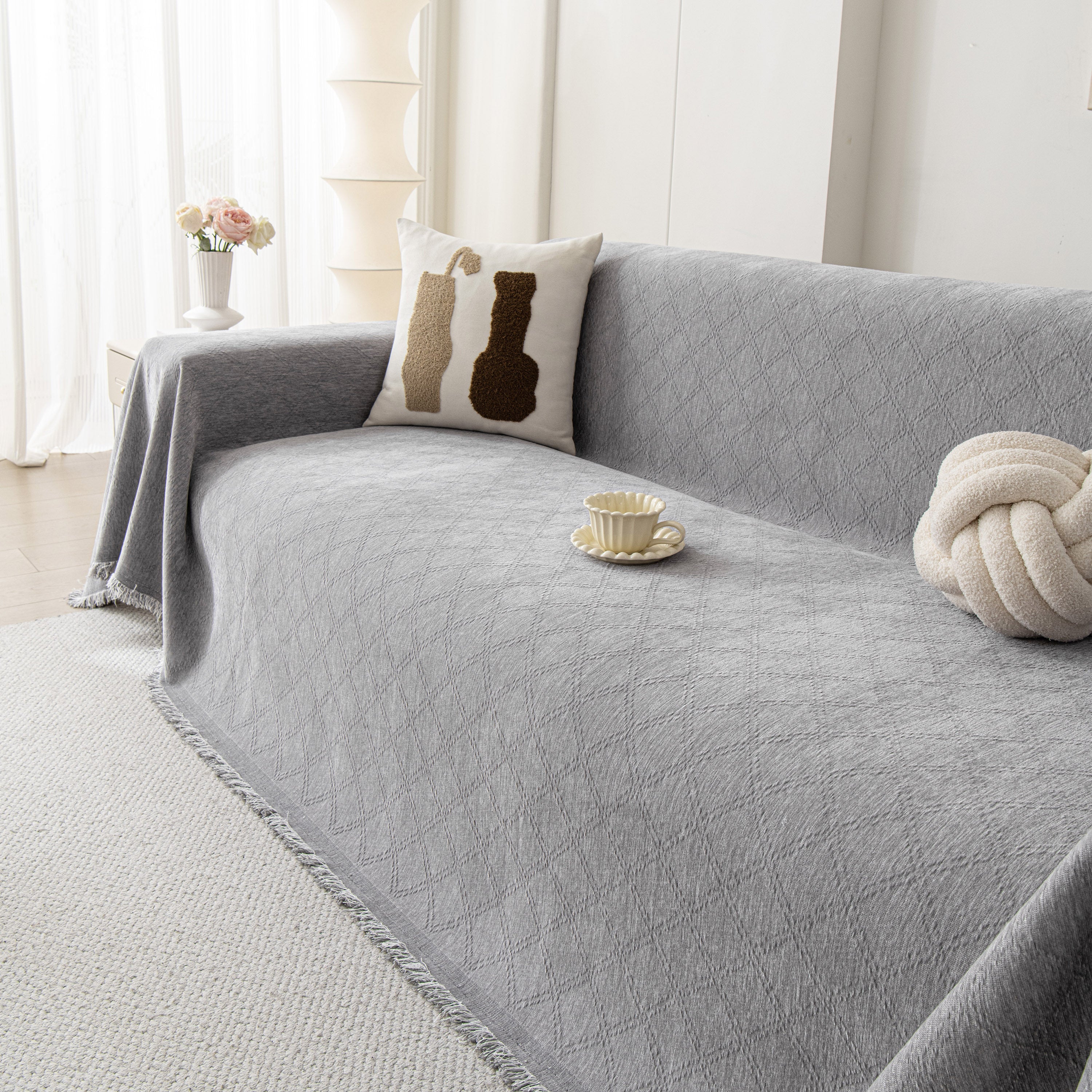 Soft Textured Couch Cover Slipcover Blanket, Modern Couch Covers For Dogs Washable