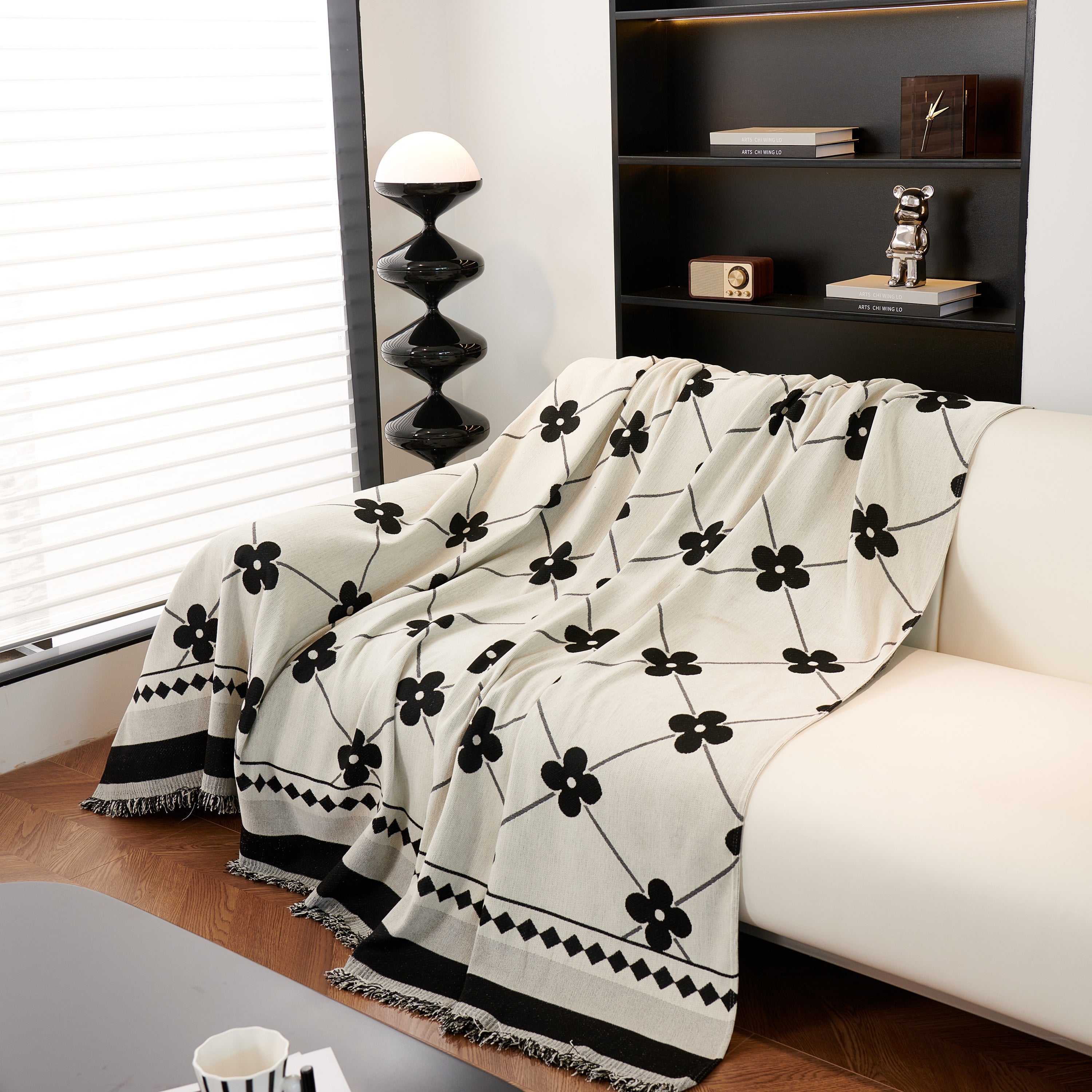 Comfy Four-leaf Clover Hope Faith Love Luck Blanket For Couch, Chenille Scratch Proof Sofa Blanket Covers