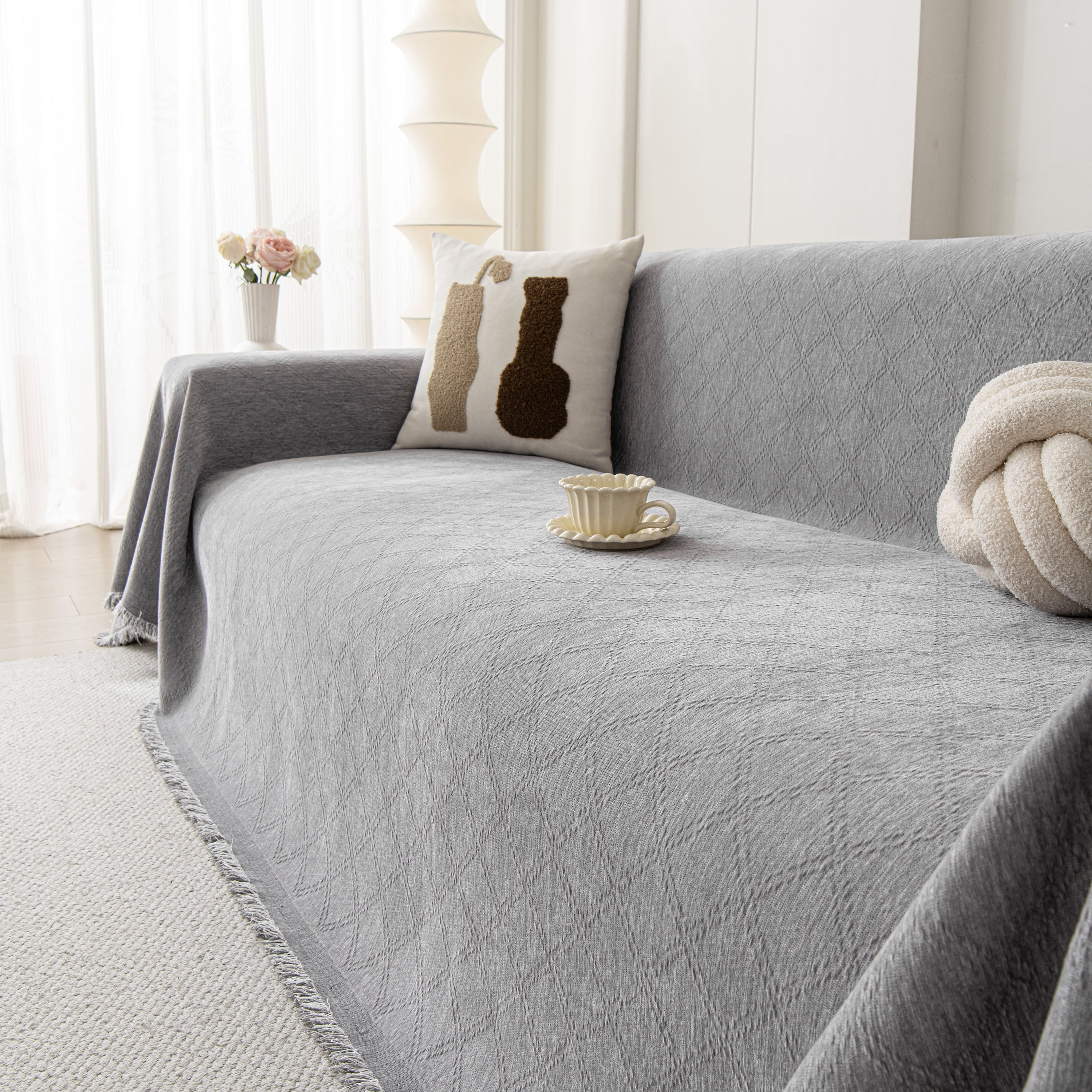 Soft Textured Couch Cover Slipcover Blanket, Modern Couch Covers For Dogs Washable