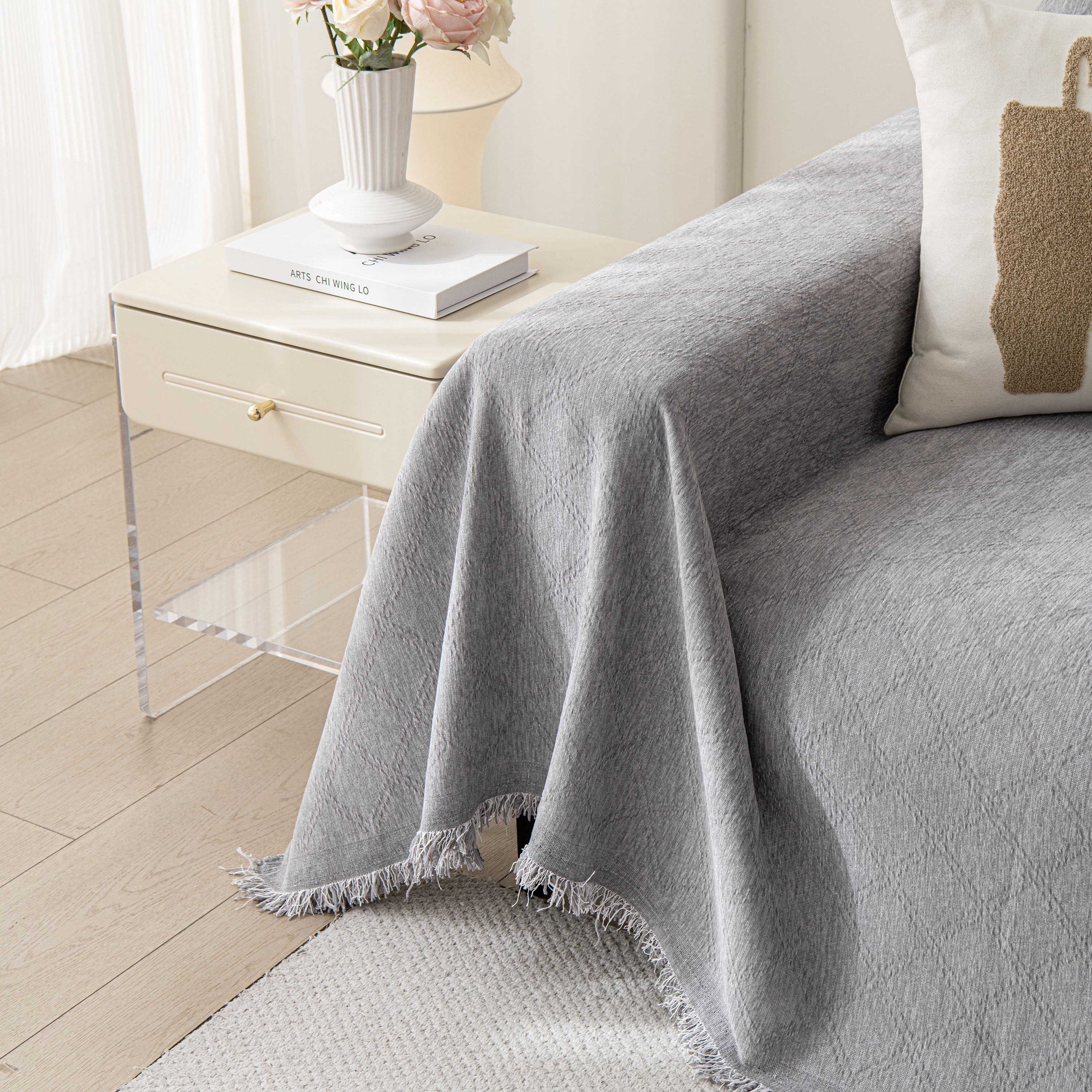Soft Textured Couch Cover Slipcover Blanket, Modern Couch Covers For Dogs Washable