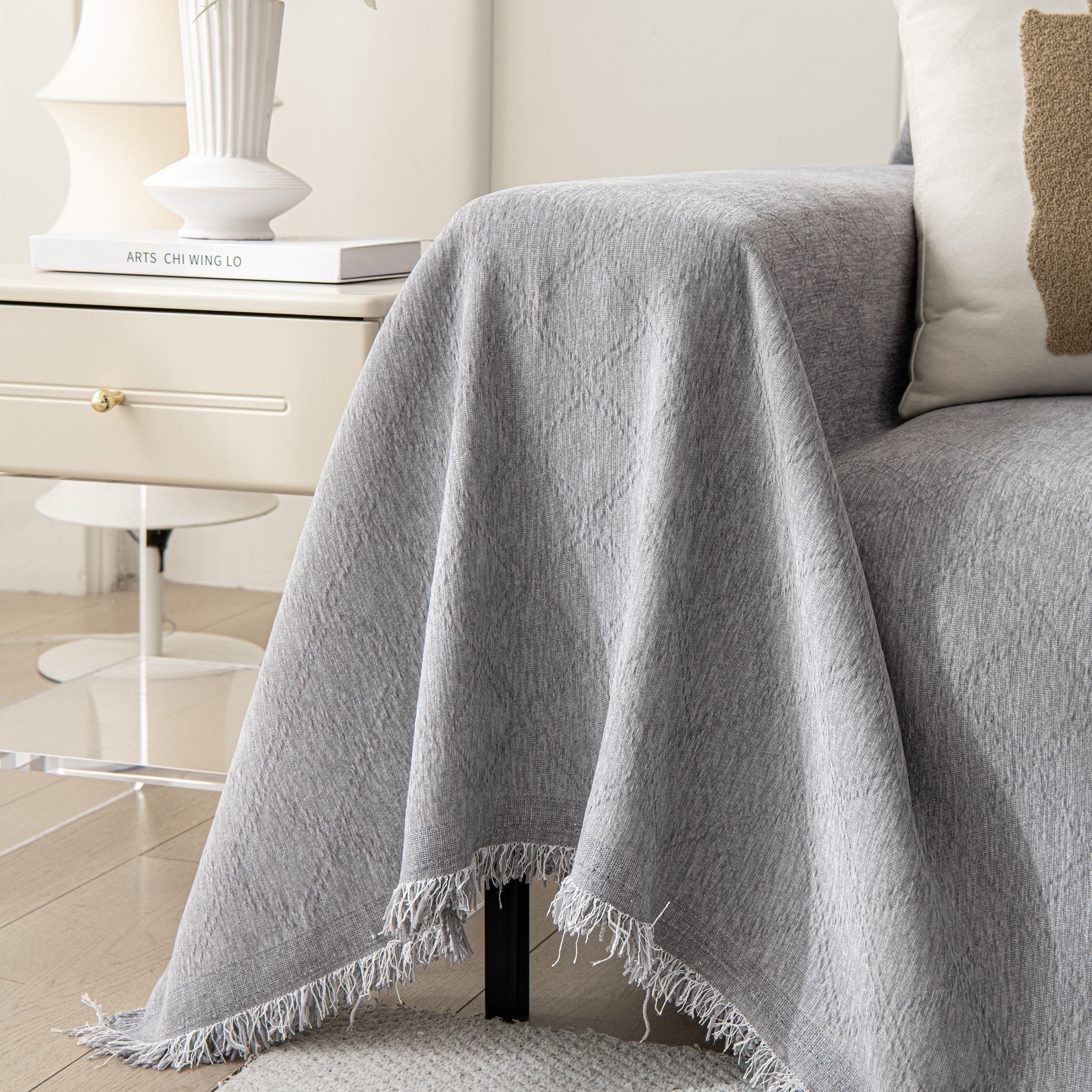Soft Textured Couch Cover Slipcover Blanket, Modern Couch Covers For Dogs Washable